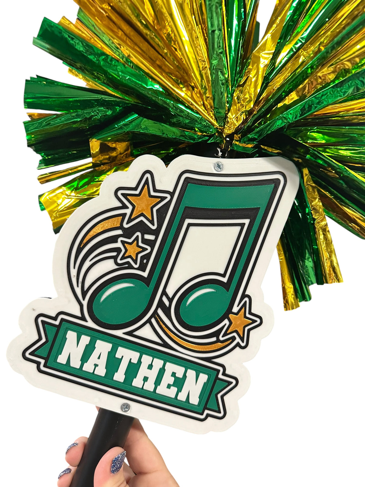 Personalized Music Note Pompom Stick | Custom Band Spirit Stick