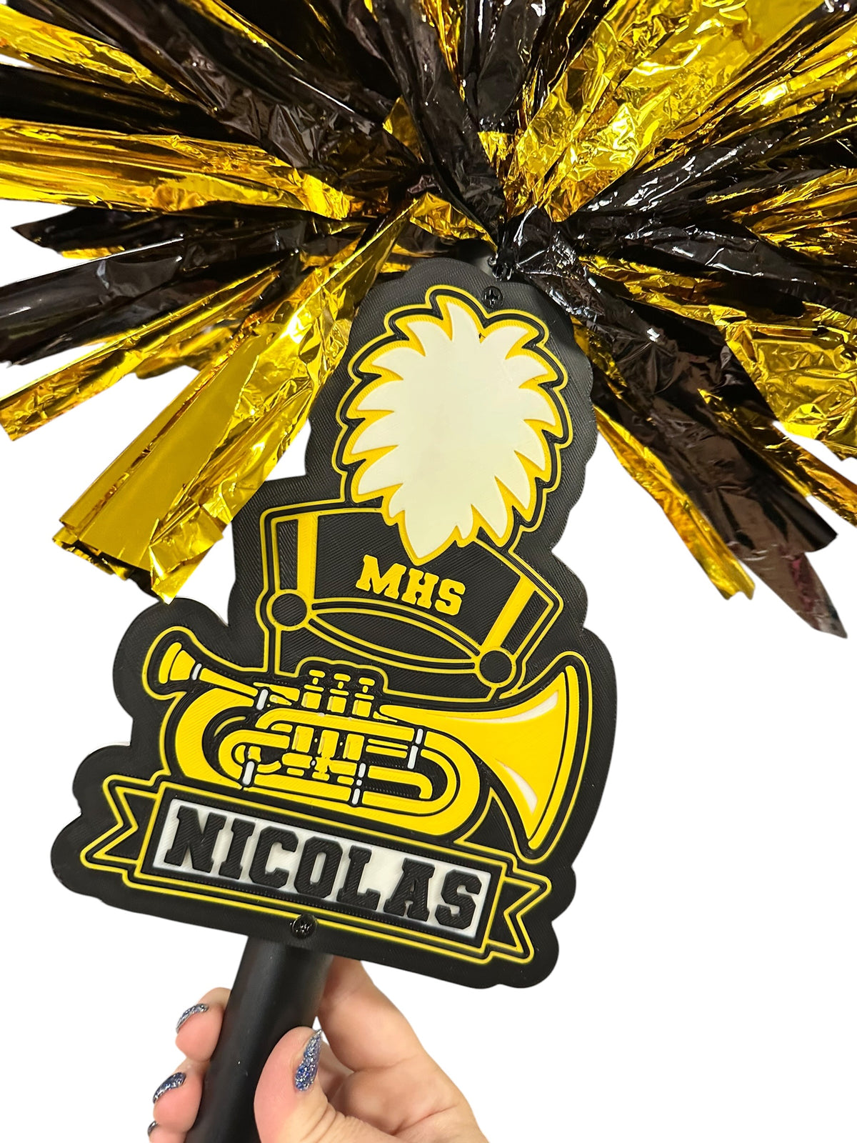 Personalized Baritone Horn Marching Band Pompom Stick