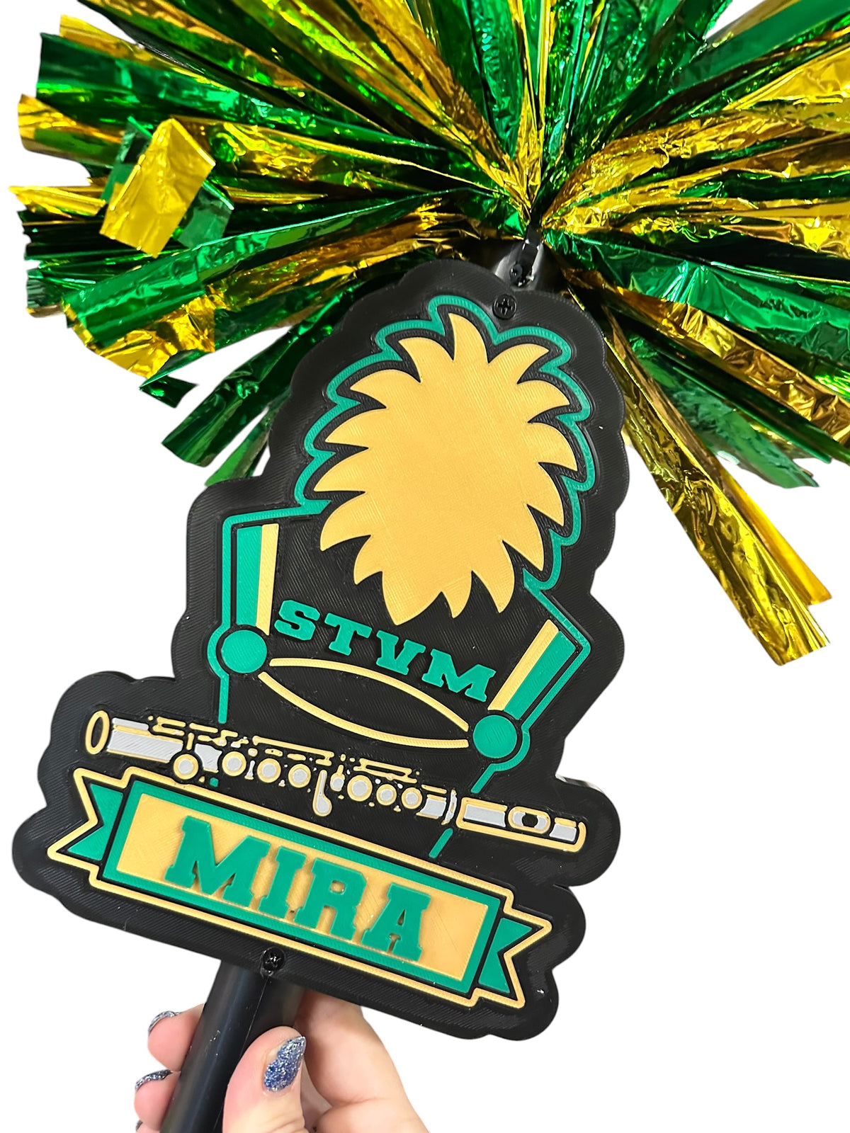 Personalized Flute Marching Band Pompom Stick