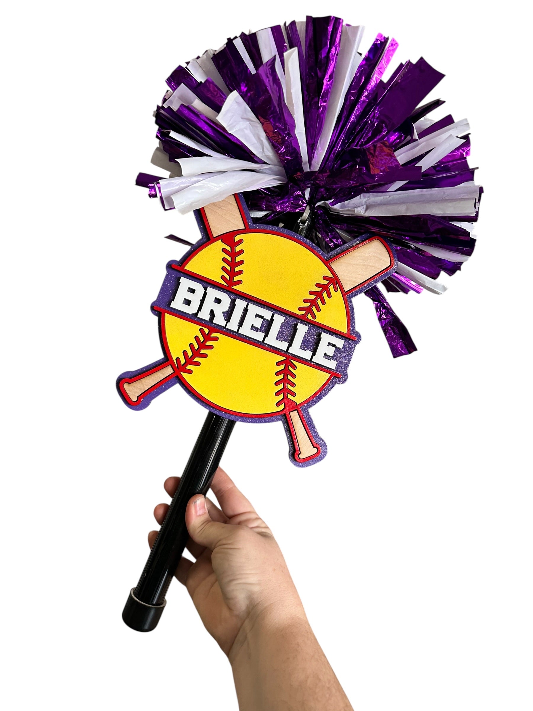 Softball Noise Maker PomPom Stick - Pompom Sign – Personalized Spirit Gear