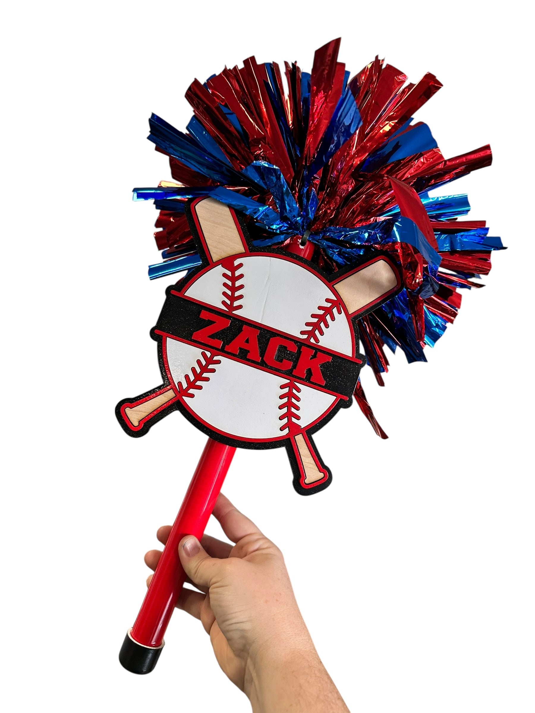 Baseball Noise Maker PomPom Stick - Pompom Sign – Personalized Spirit Gear