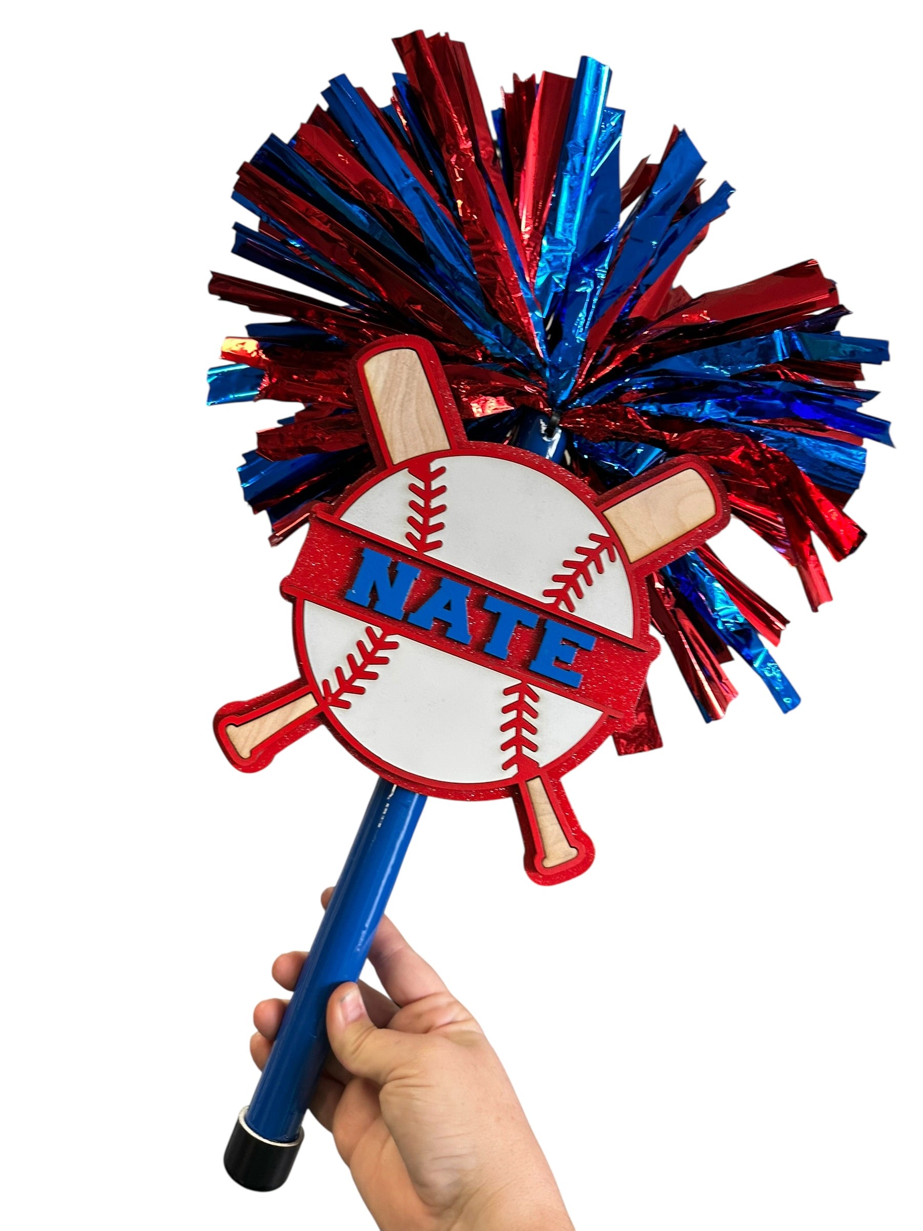 Baseball Noise Maker PomPom Stick - Pompom Sign – Personalized Spirit Gear