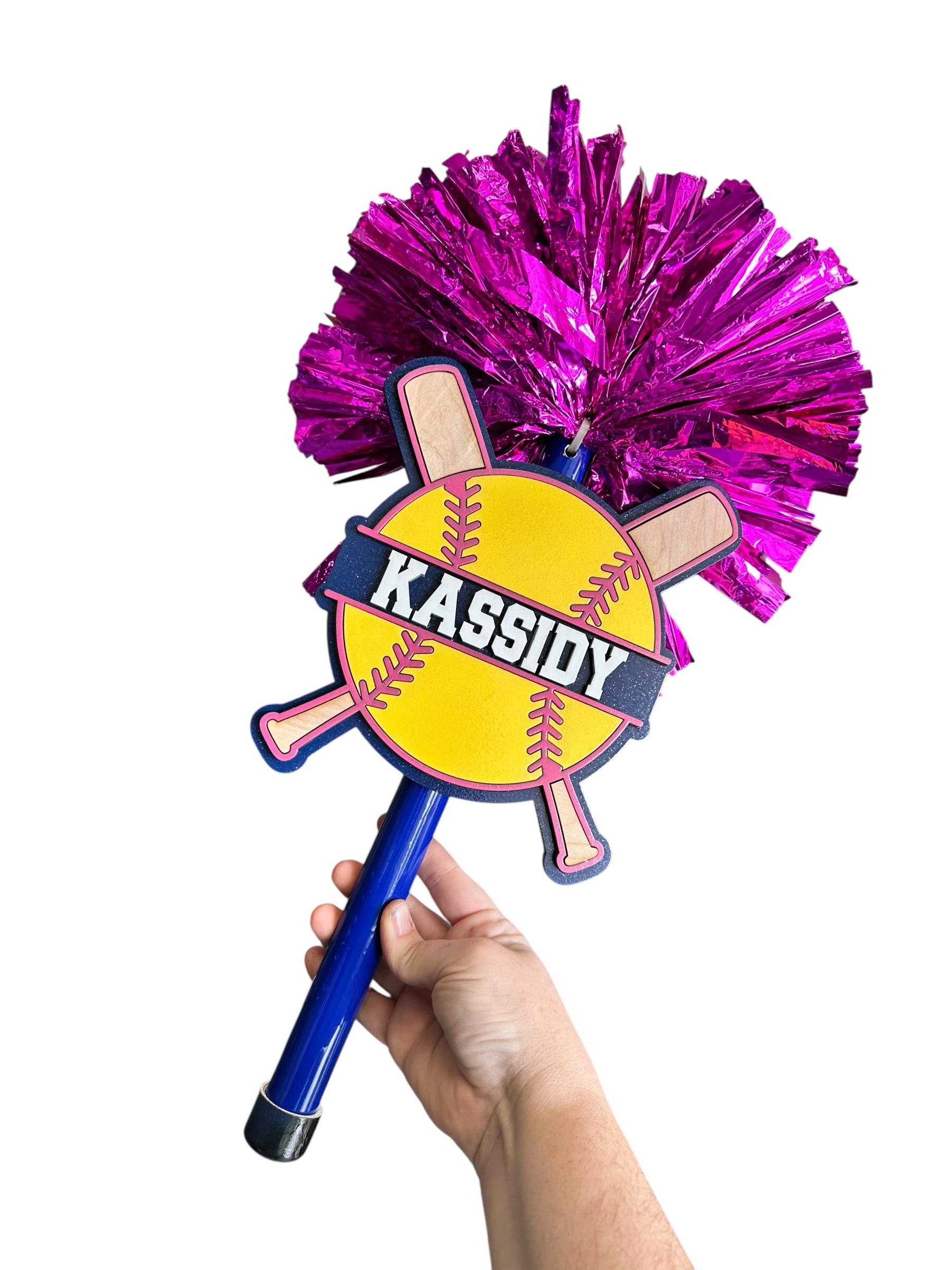 Softball Noise Maker PomPom Stick - Pompom Sign – Personalized Spirit Gear