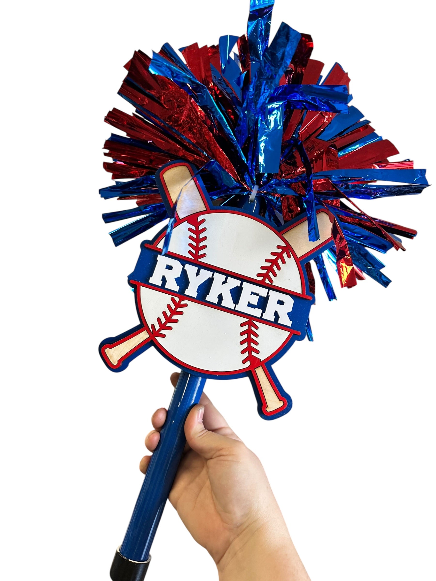 Baseball Noise Maker PomPom Stick - Pompom Sign – Personalized Spirit Gear
