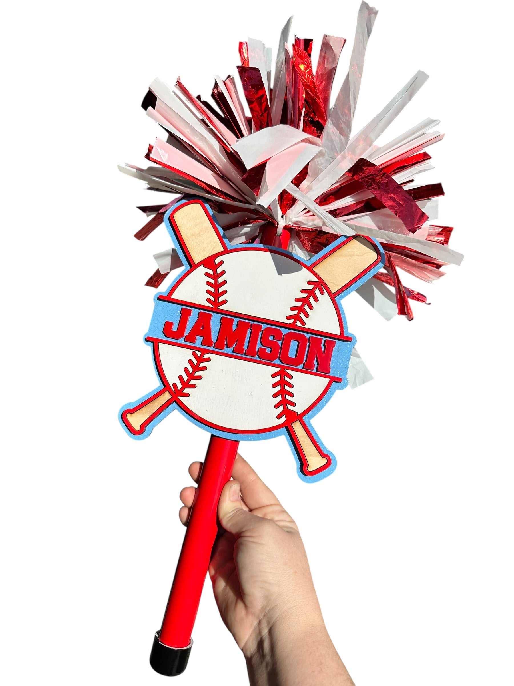 Baseball Noise Maker PomPom Stick - Pompom Sign – Personalized Spirit Gear