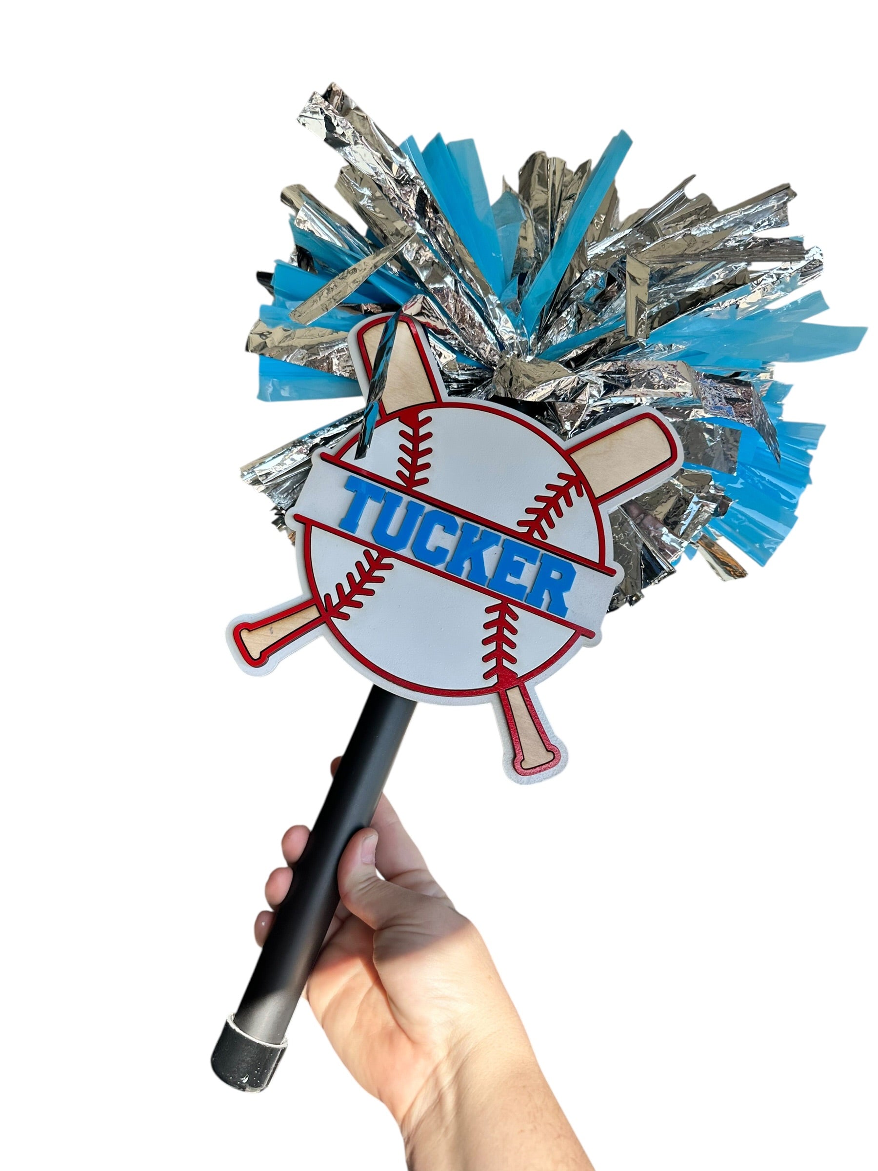 Baseball Noise Maker PomPom Stick - Pompom Sign – Personalized Spirit Gear