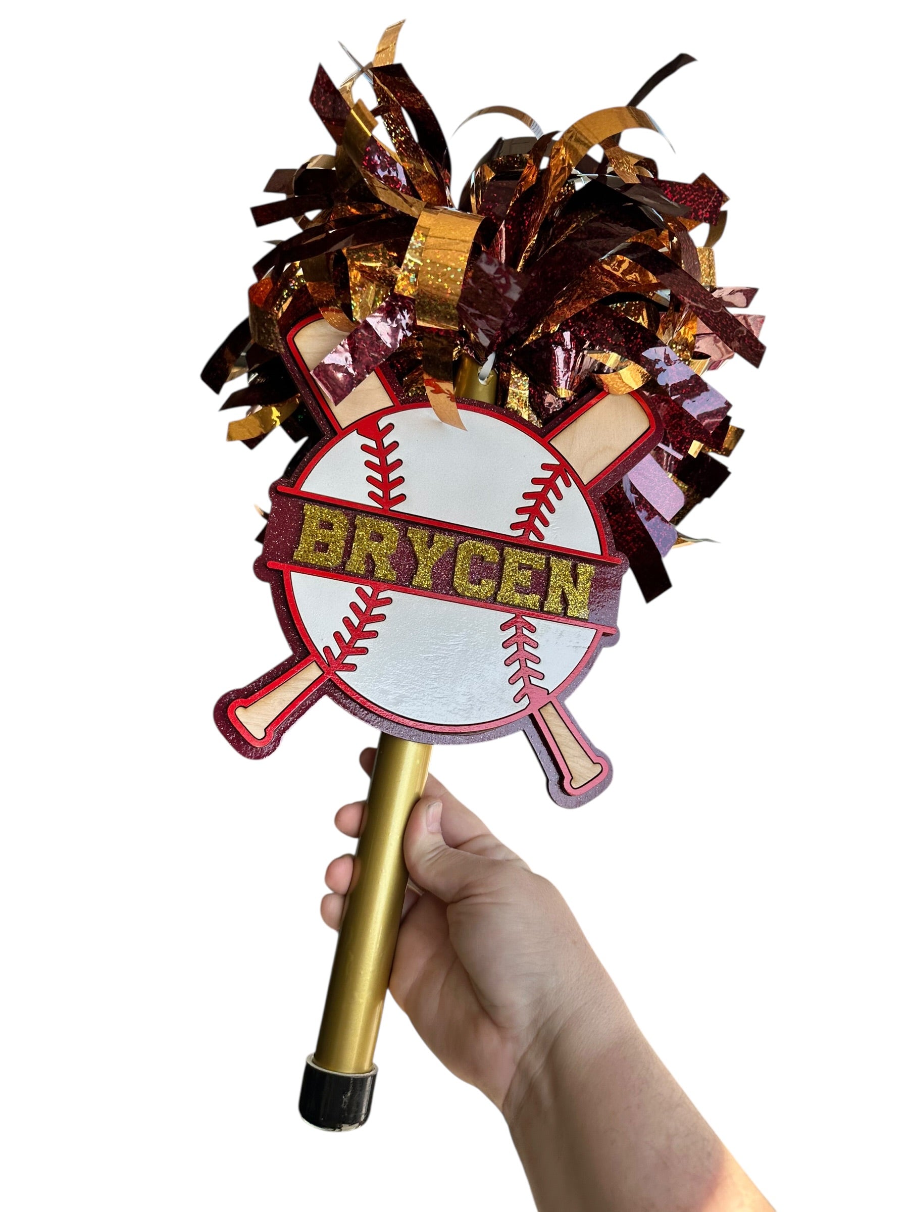 Baseball Noise Maker PomPom Stick - Pompom Sign – Personalized Spirit Gear