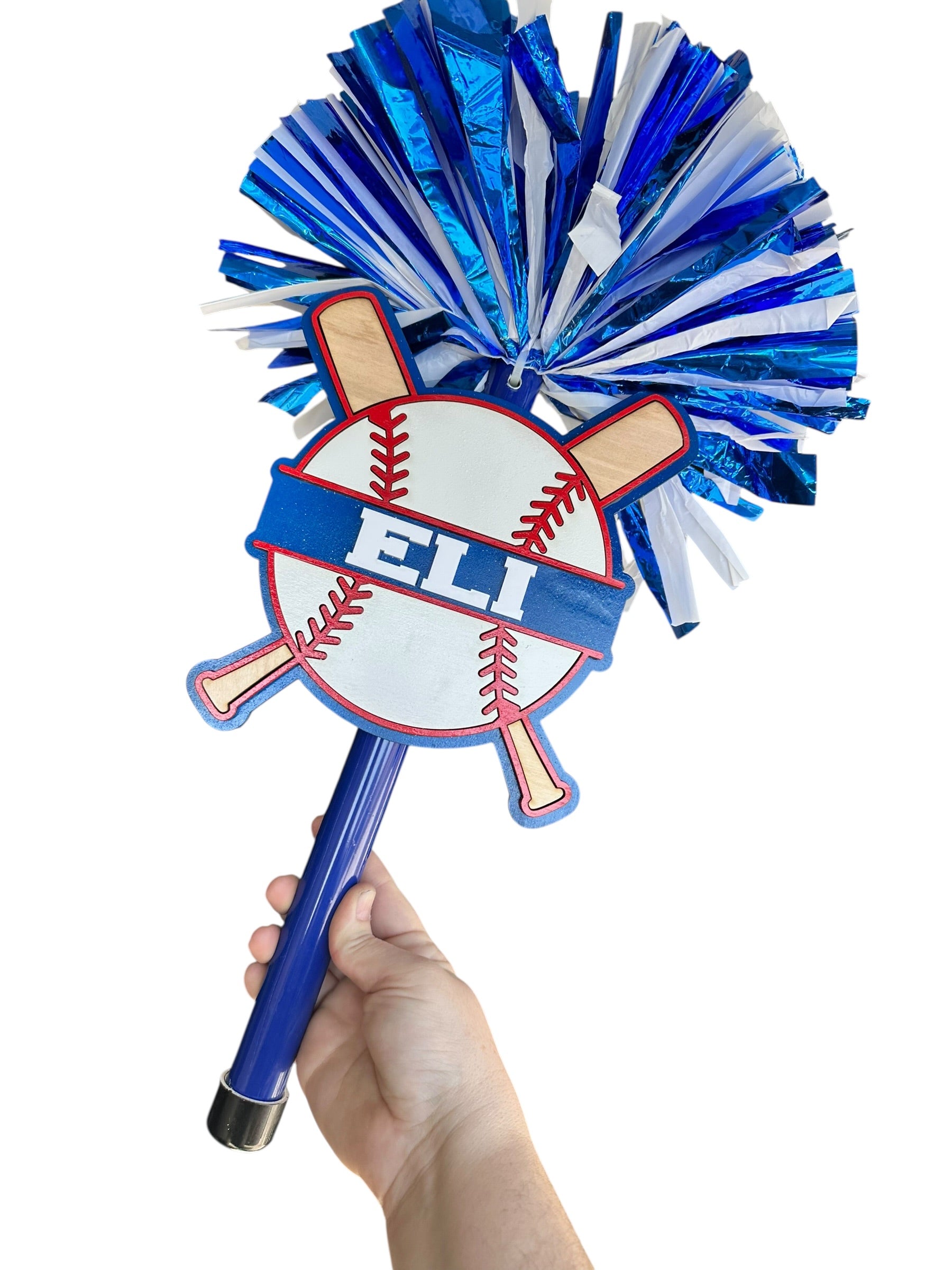 Baseball Noise Maker PomPom Stick - Pompom Sign – Personalized Spirit Gear