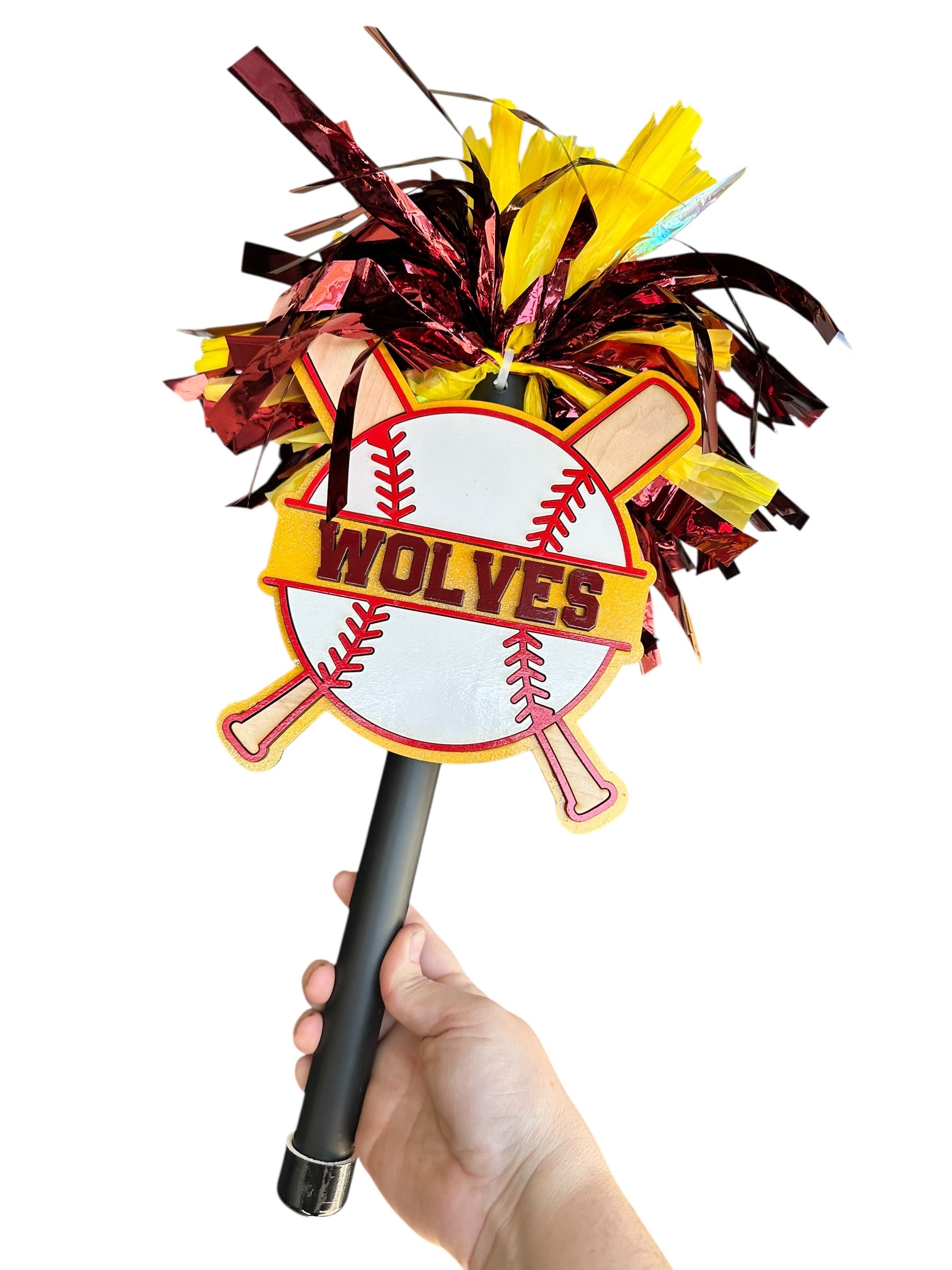 Baseball Noise Maker PomPom Stick - Pompom Sign – Personalized Spirit Gear
