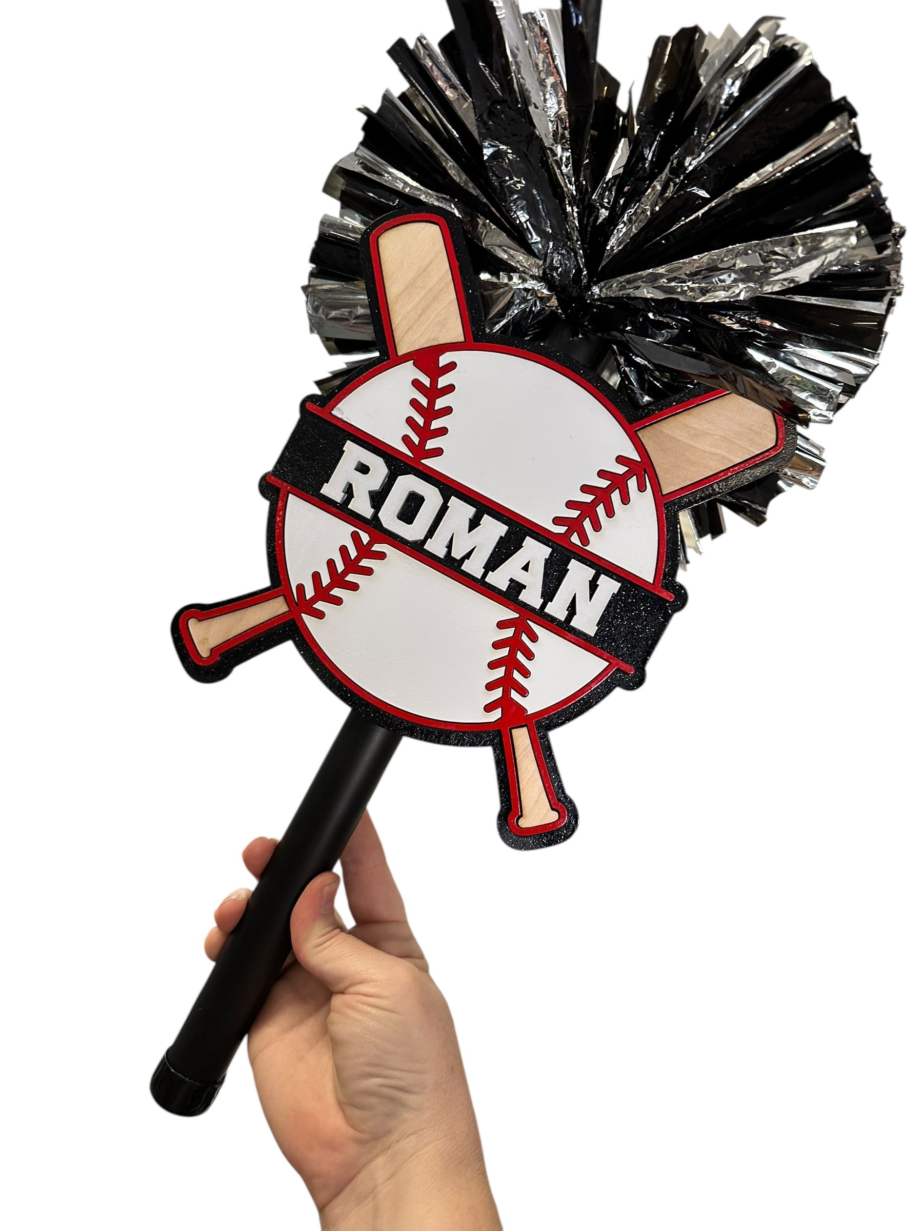 Baseball Noise Maker PomPom Stick - Pompom Sign – Personalized Spirit Gear