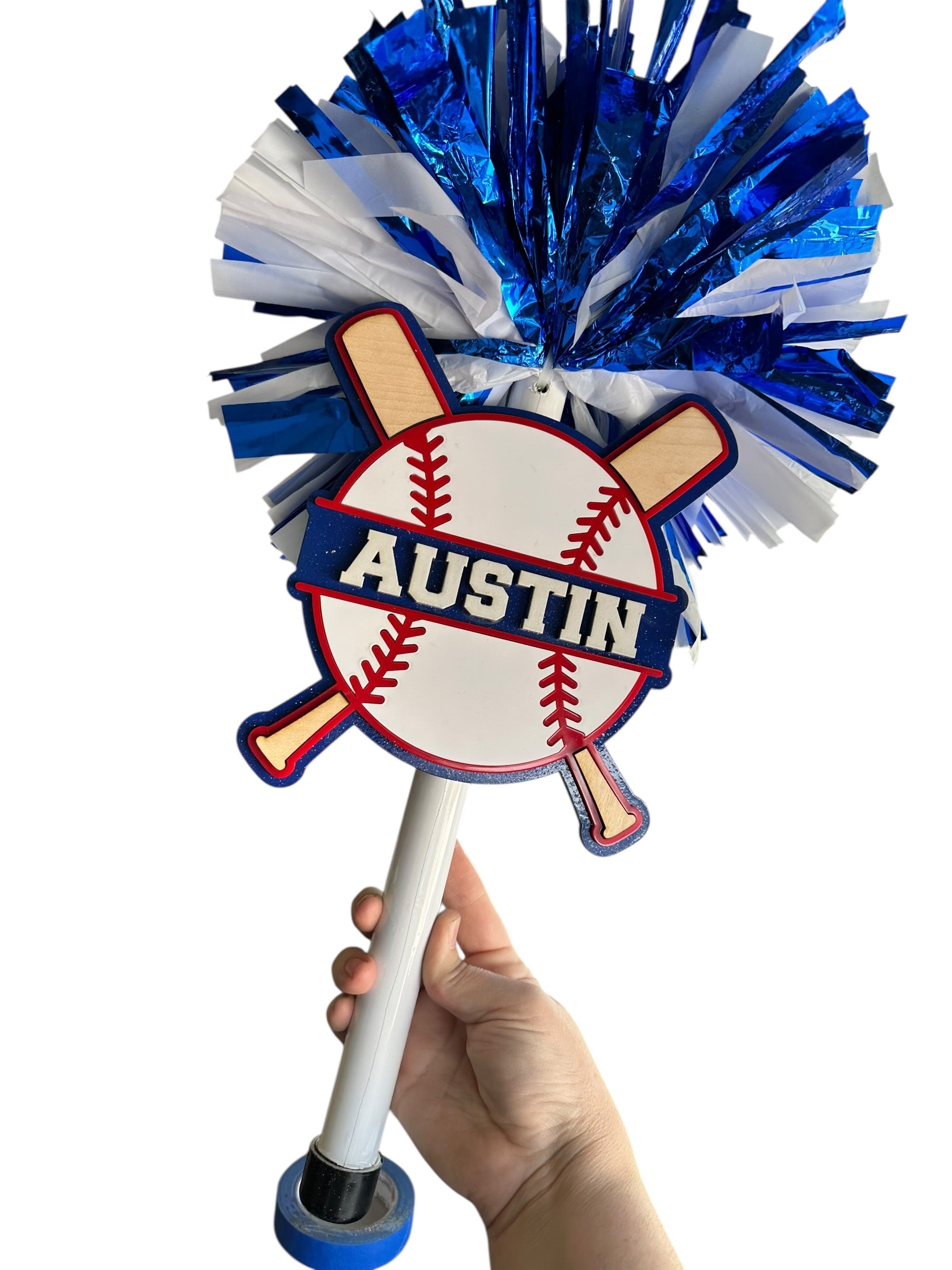 Baseball Noise Maker PomPom Stick - Pompom Sign – Personalized Spirit Gear