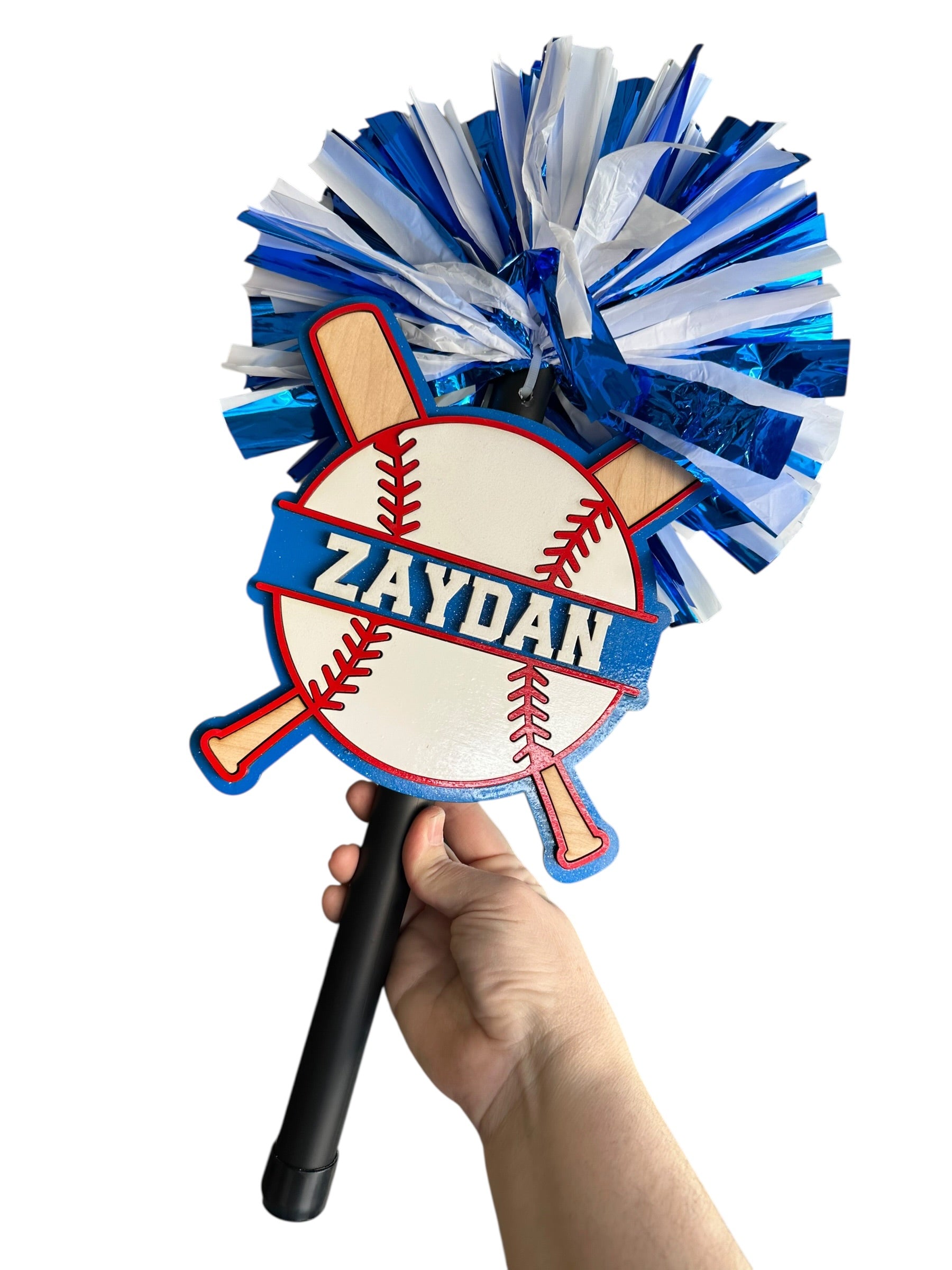 Baseball Noise Maker PomPom Stick - Pompom Sign – Personalized Spirit Gear