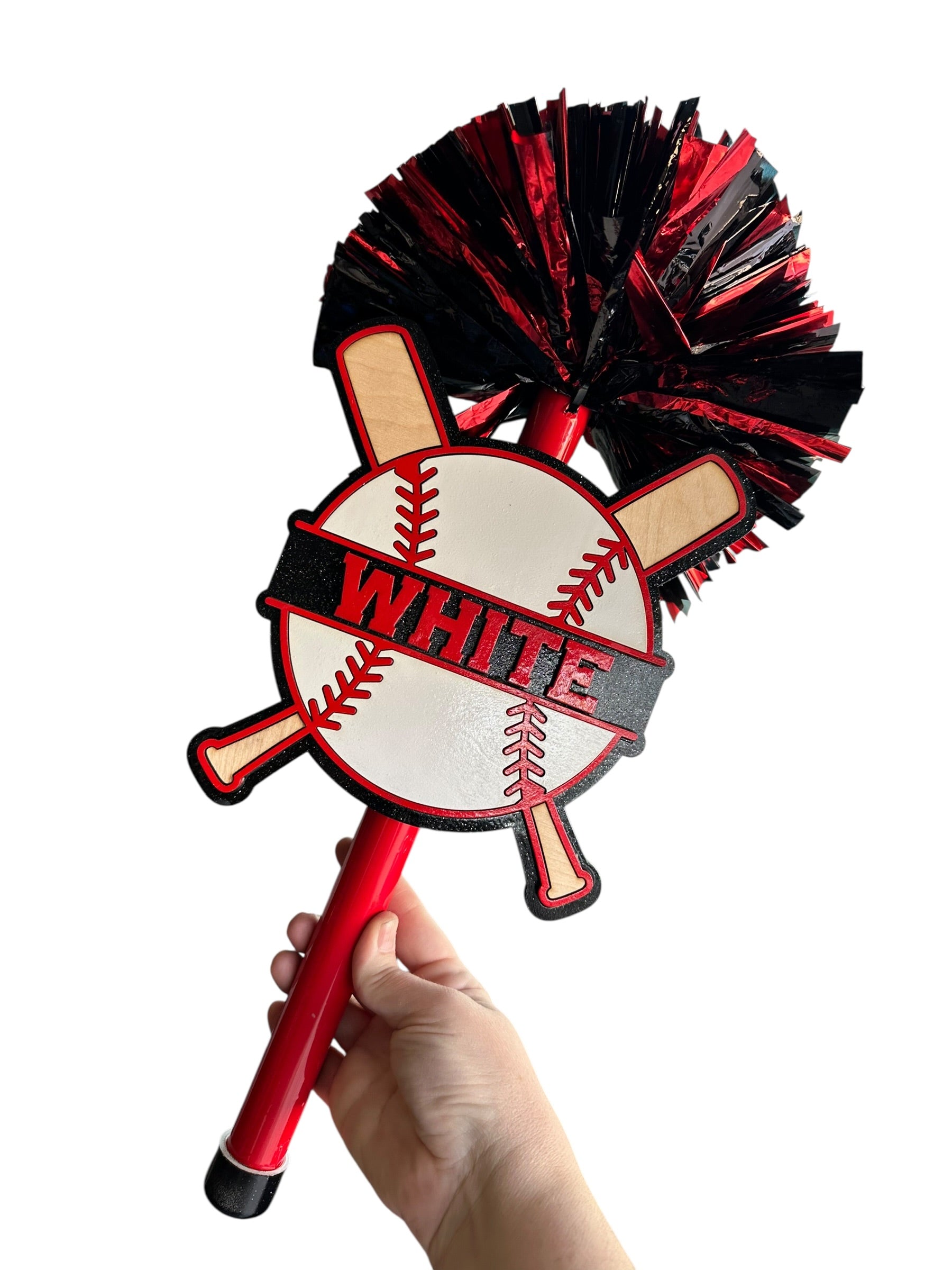 Baseball Noise Maker PomPom Stick - Pompom Sign – Personalized Spirit Gear