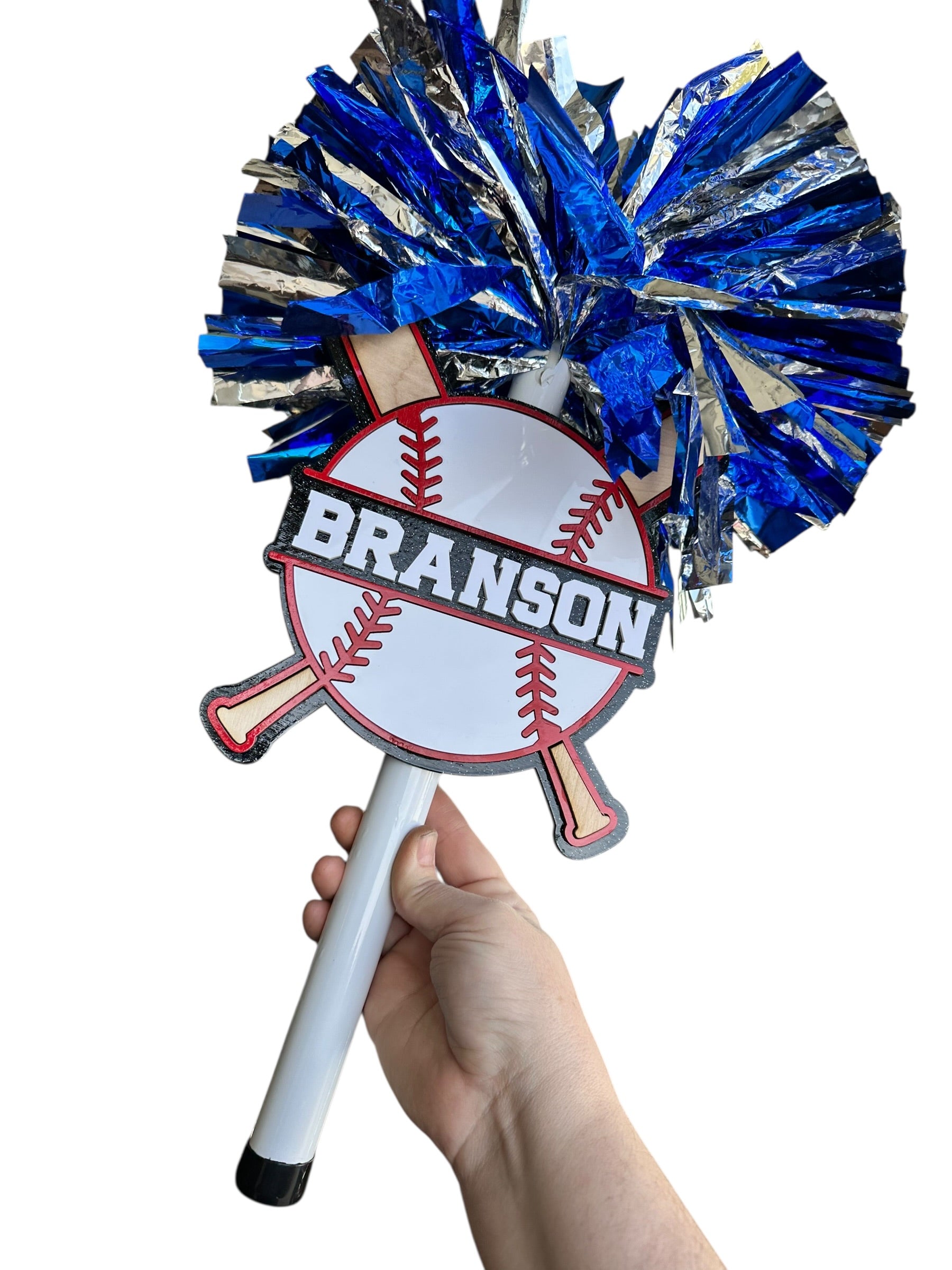 Baseball Noise Maker PomPom Stick - Pompom Sign – Personalized Spirit Gear