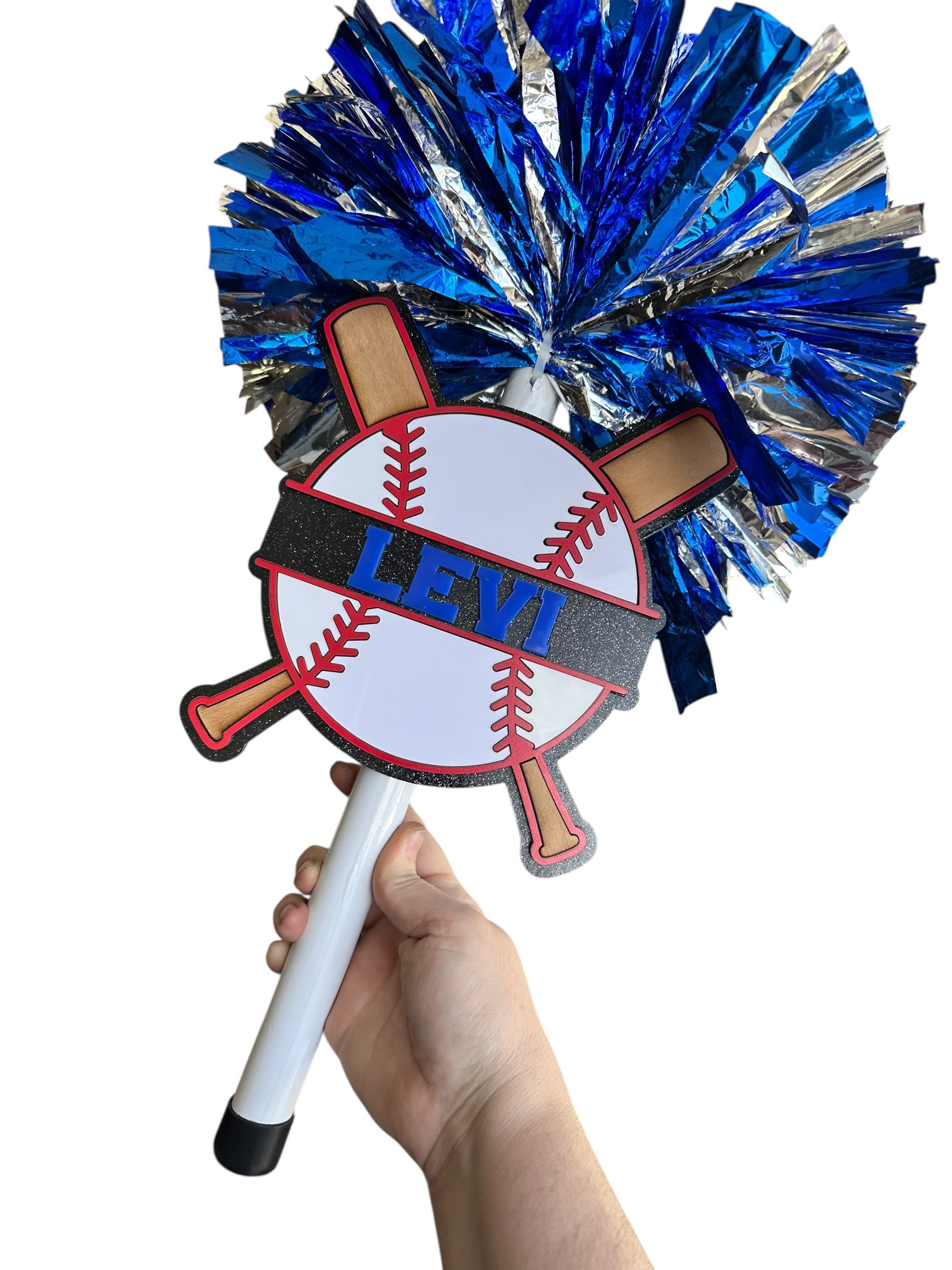 Baseball Noise Maker PomPom Stick - Pompom Sign – Personalized Spirit Gear