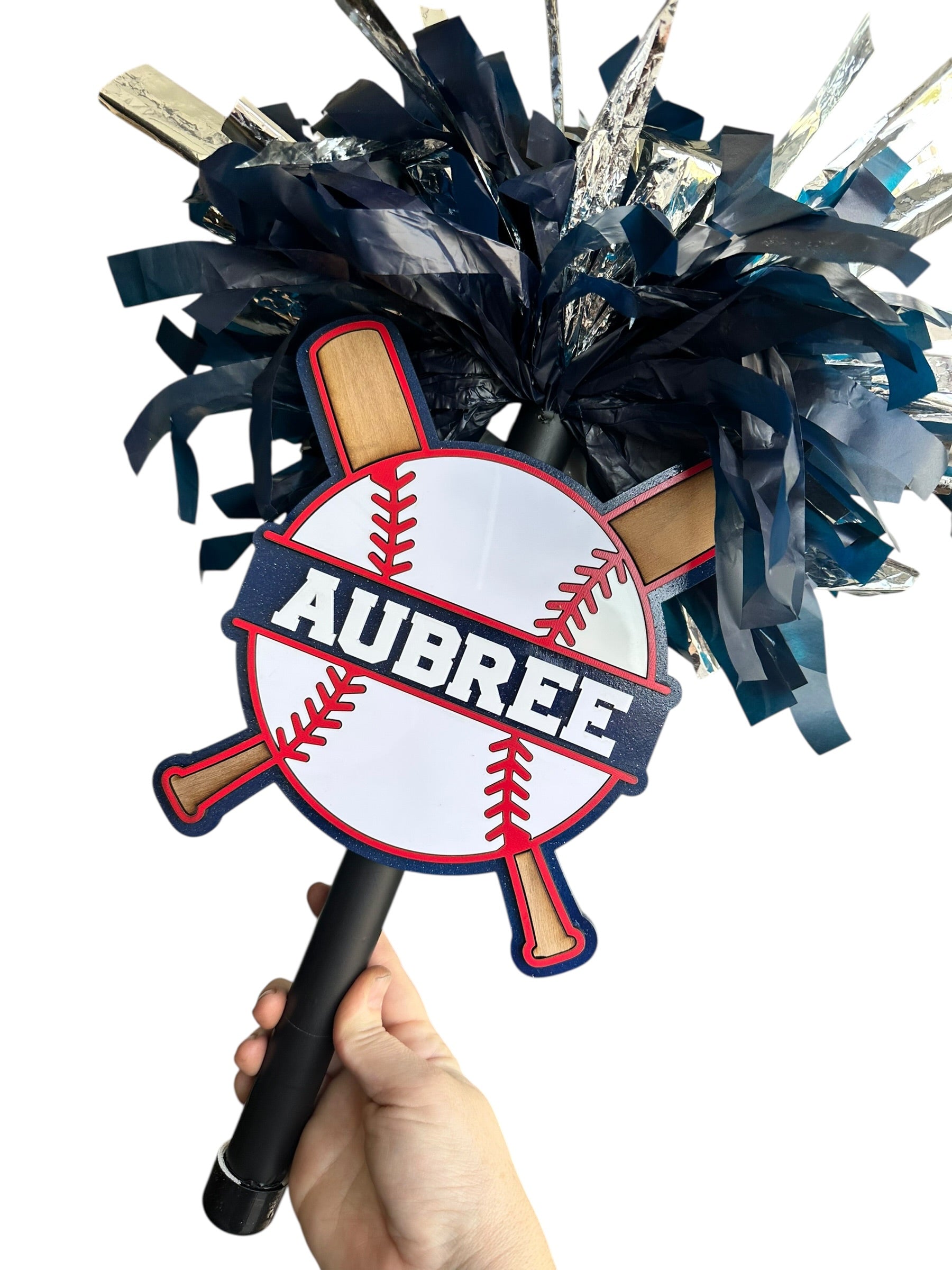 Baseball Noise Maker PomPom Stick - Pompom Sign – Personalized Spirit Gear