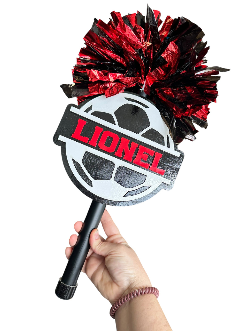 Split Soccer Pompom Stick - Noise Maker – Personalized Wooden Pom-Pom Spirit Sign