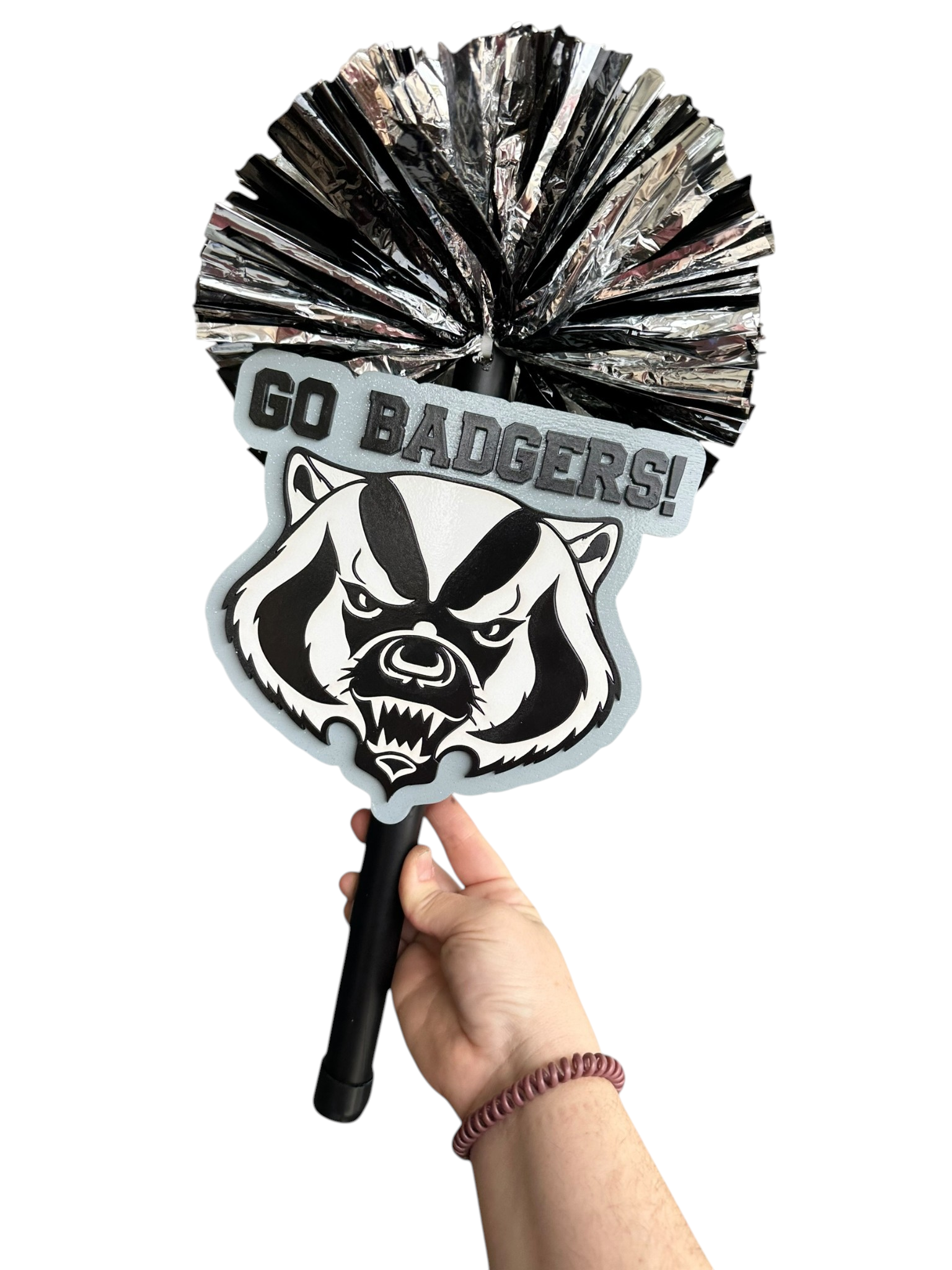 Custom Logo Pompom Stick | Personalized 3D Printed Team Spirit Stick | School Mascot, Team Logo & Business Logo Cheer Stick