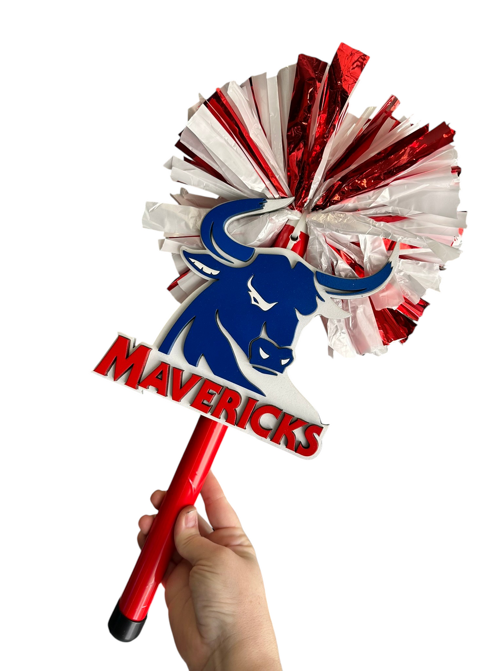 Custom Logo Pompom Stick | Personalized 3D Printed Team Spirit Stick | School Mascot, Team Logo & Business Logo Cheer Stick