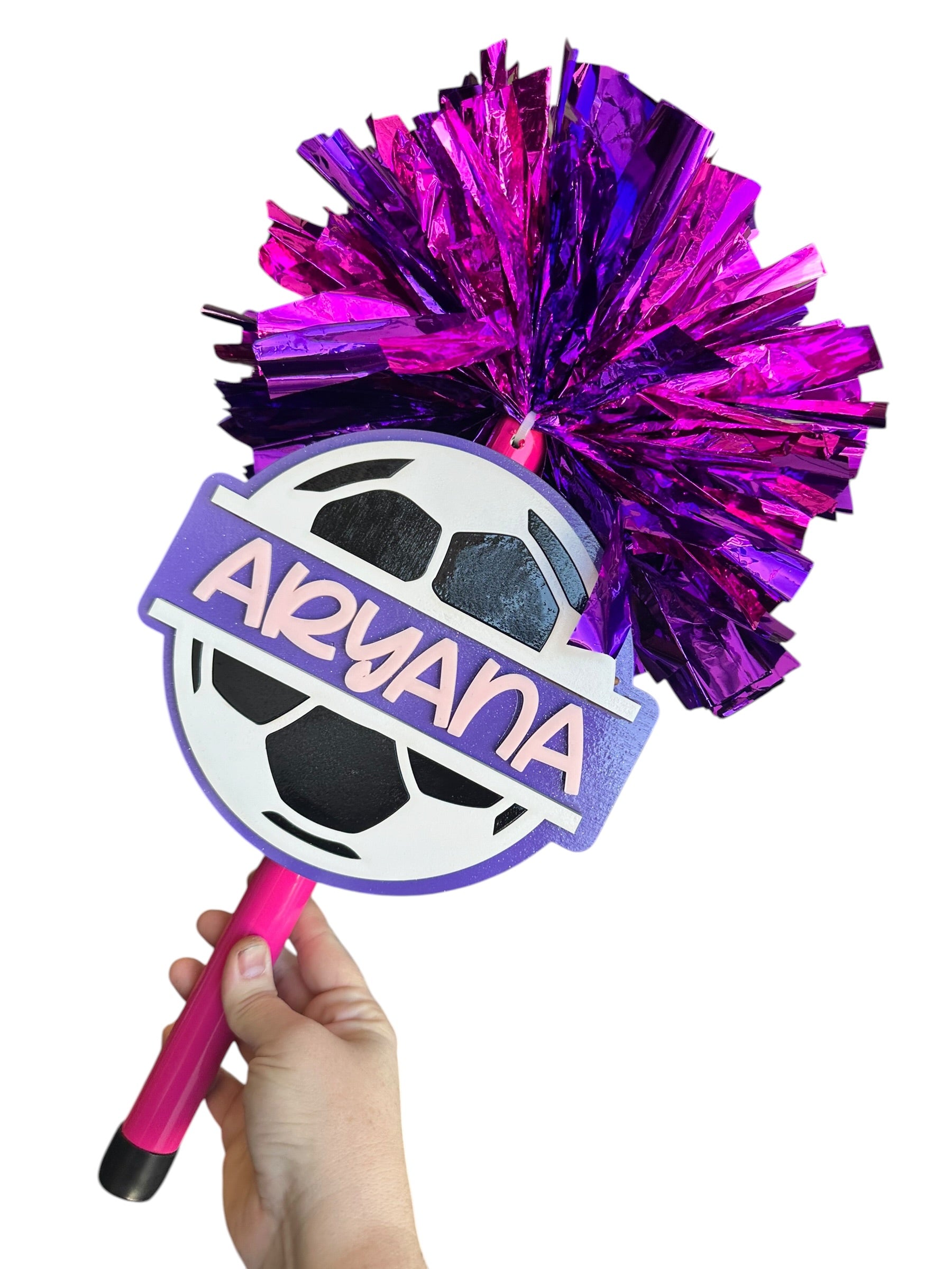 Split Soccer Pompom Stick - Noise Maker – Personalized Wooden Pom-Pom Spirit Sign