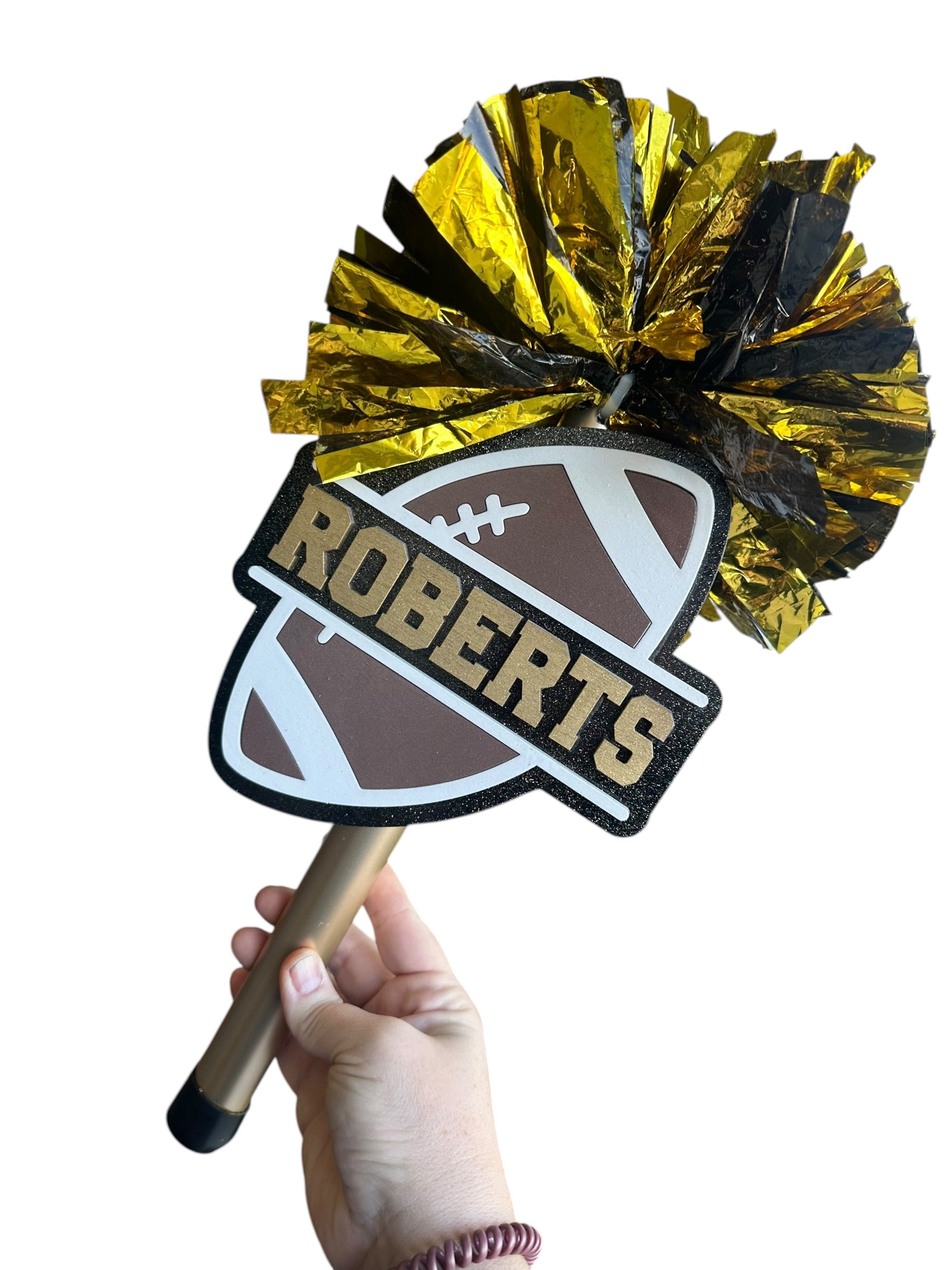 🏈 Football Pom Pom Noise Maker – Personalized Game Day Cheerstick | Spirit Shaker