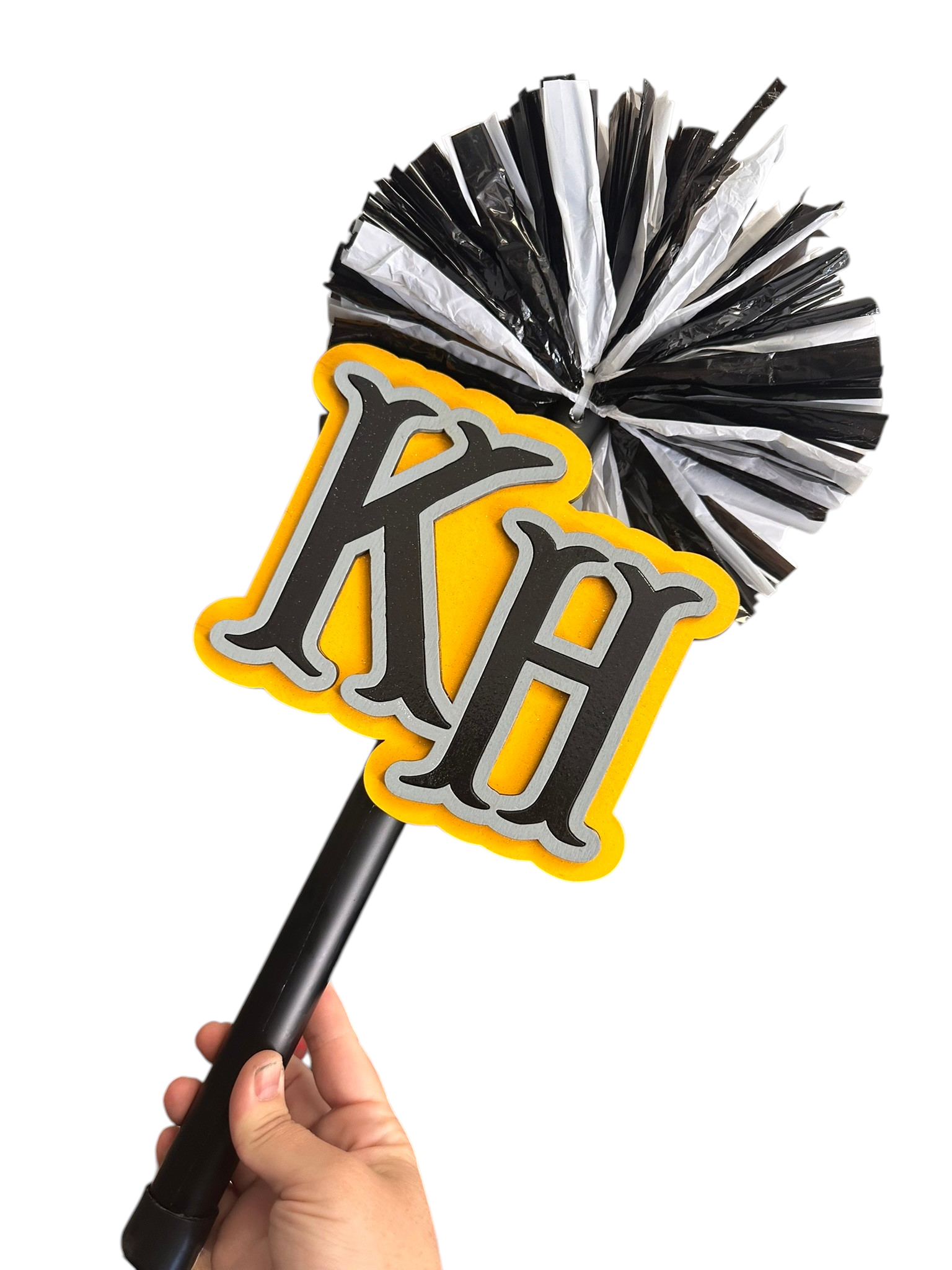 Custom Logo Pompom Stick | Personalized 3D Printed Team Spirit Stick | School Mascot, Team Logo & Business Logo Cheer Stick