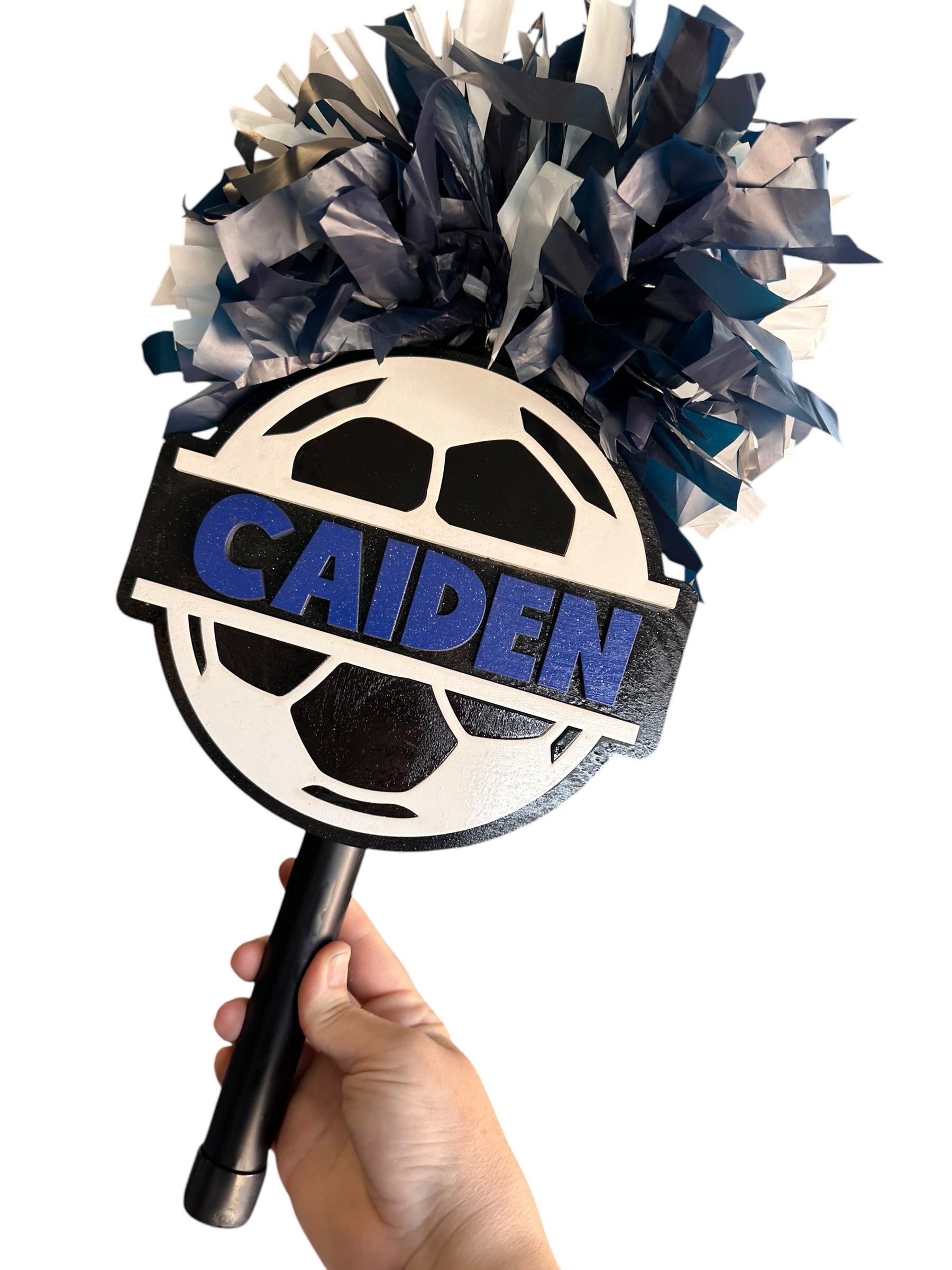 Split Soccer Pompom Stick - Noise Maker – Personalized Wooden Pom-Pom Spirit Sign