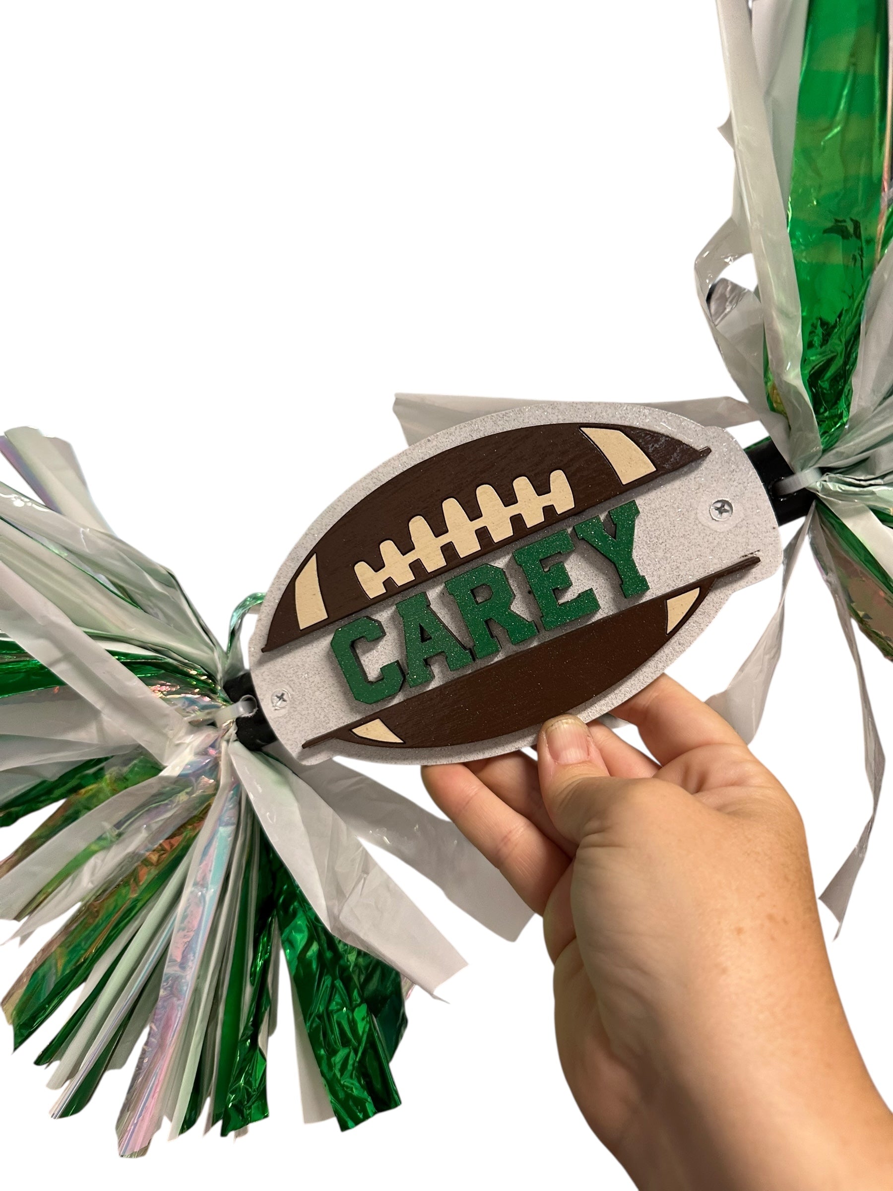 Mini Football Cheerstick - Football Pompom Sign - Game Day Signs - Custom Cheer Stick - Personalized Name Cheer Sign - Sport Mom Sign
