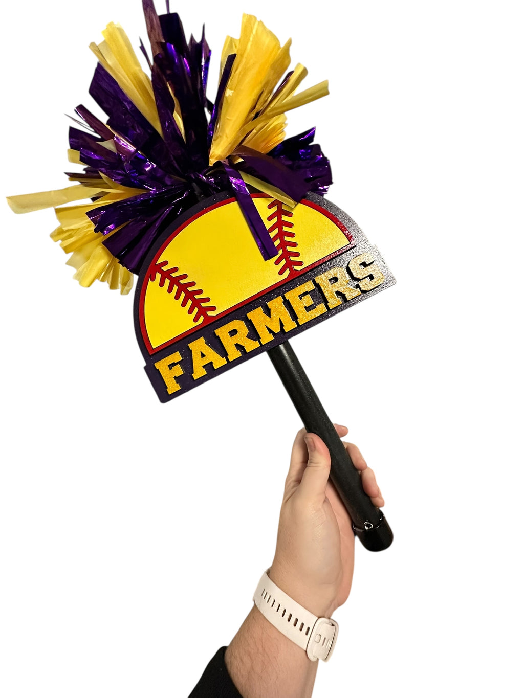 Half Softball Noise Maker PomPom Stick - Pompom Sign – Personalized Spirit Gear
