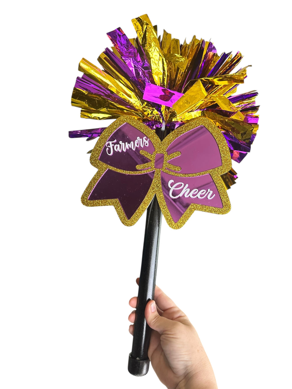 Acrylic Cheer Bow Cheerstick – Custom School Colors Spirit Pom