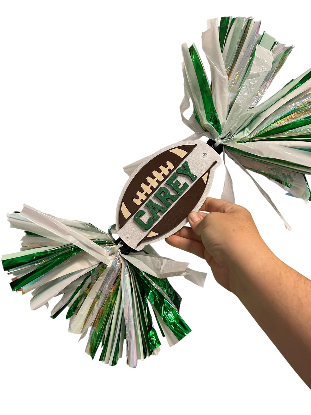 Mini Football Cheerstick - Football Pompom Sign - Game Day Signs - Custom Cheer Stick - Personalized Name Cheer Sign - Sport Mom Sign