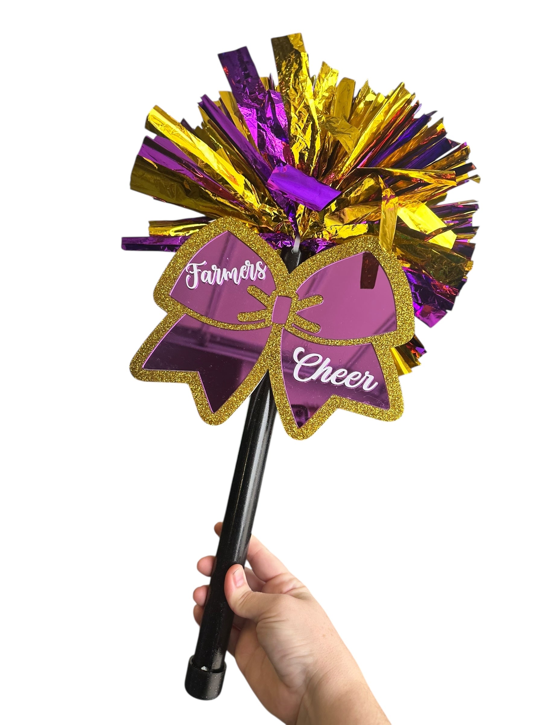 Acrylic Cheer Bow Cheerstick – Custom School Colors Spirit Pom