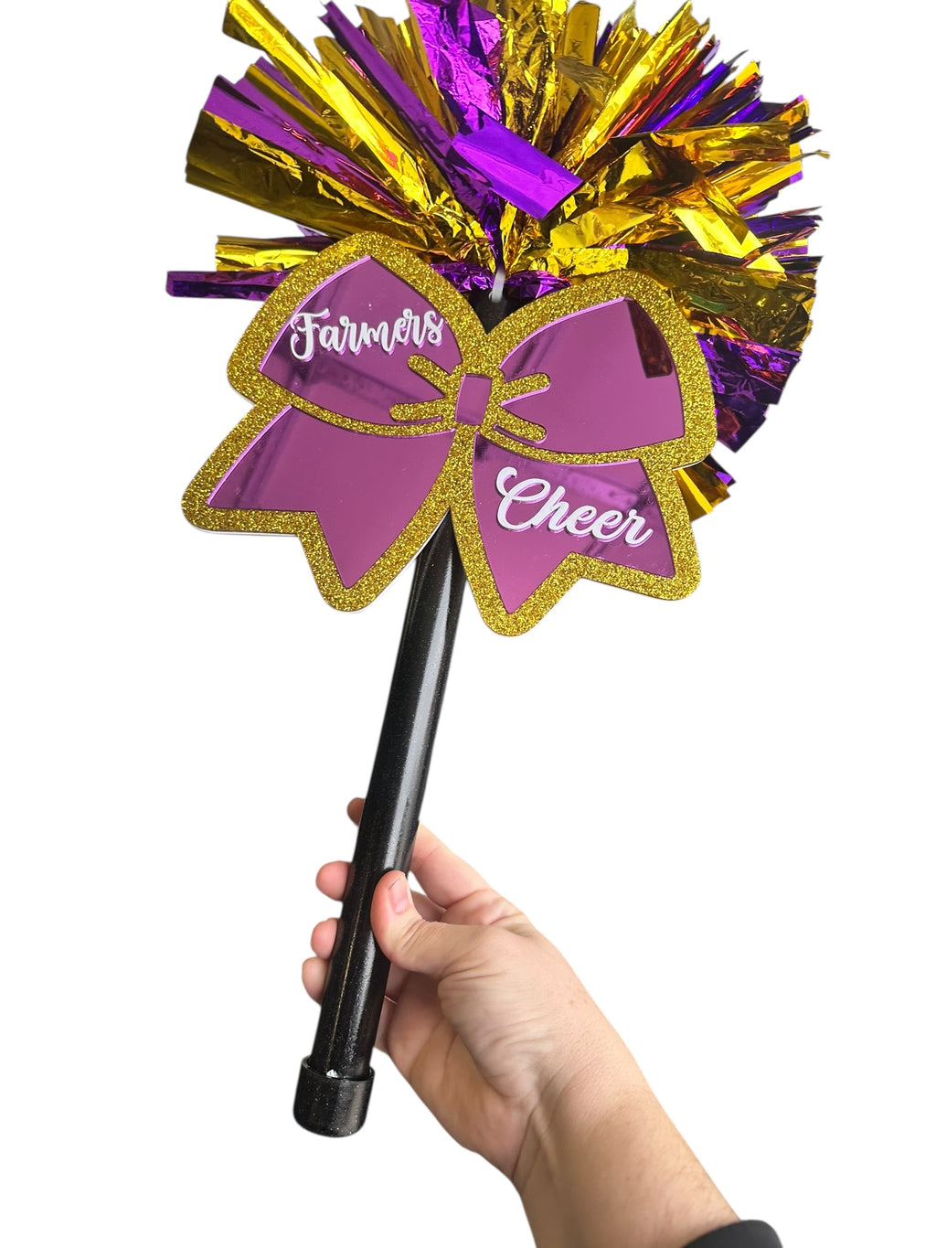 Acrylic Cheer Bow Cheerstick – Custom School Colors Spirit Pom