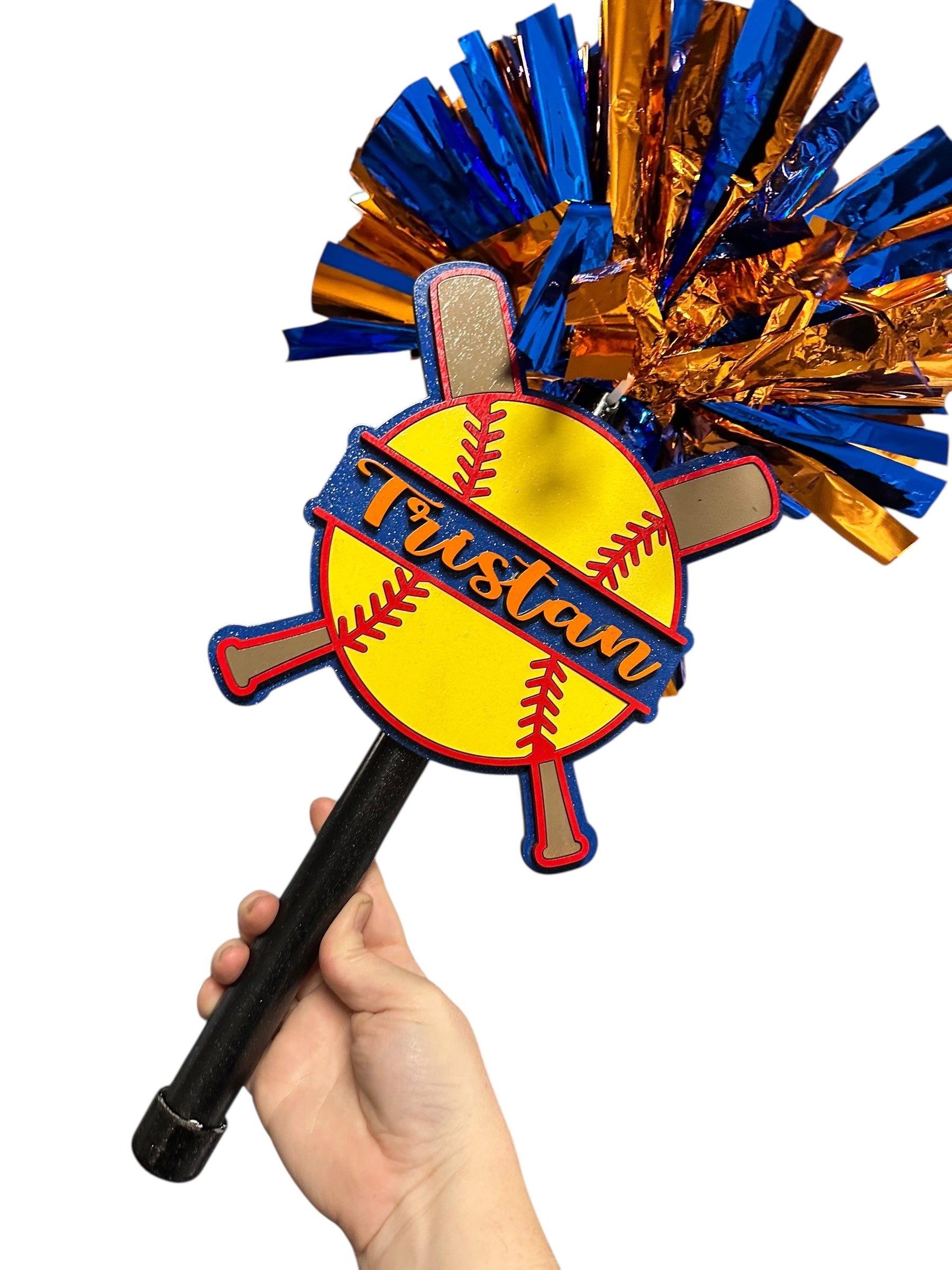 Softball Noise Maker PomPom Stick - Pompom Sign – Personalized Spirit Gear