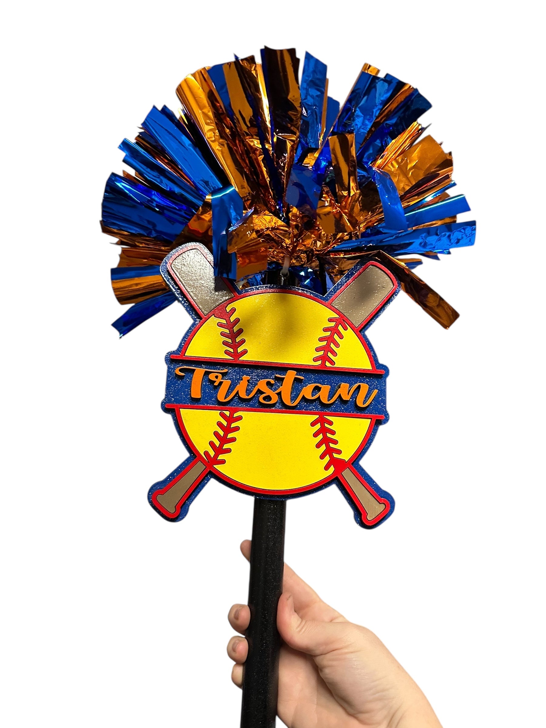 Softball Noise Maker PomPom Stick - Pompom Sign – Personalized Spirit Gear