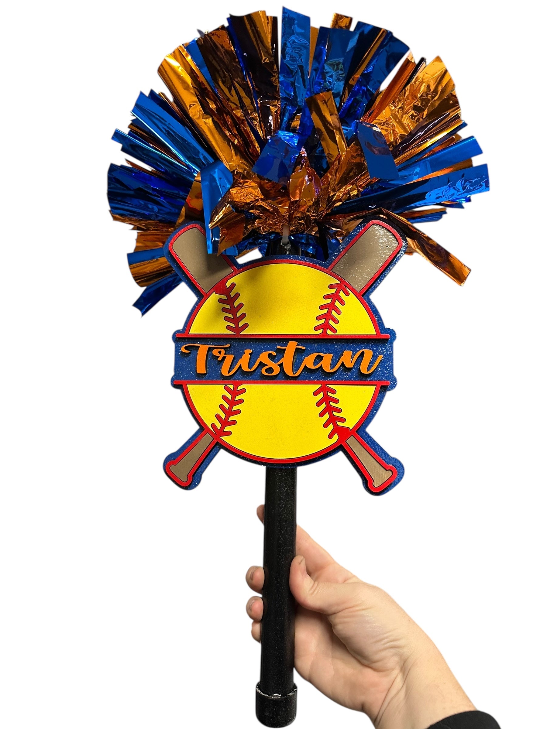 Softball Noise Maker PomPom Stick - Pompom Sign – Personalized Spirit Gear