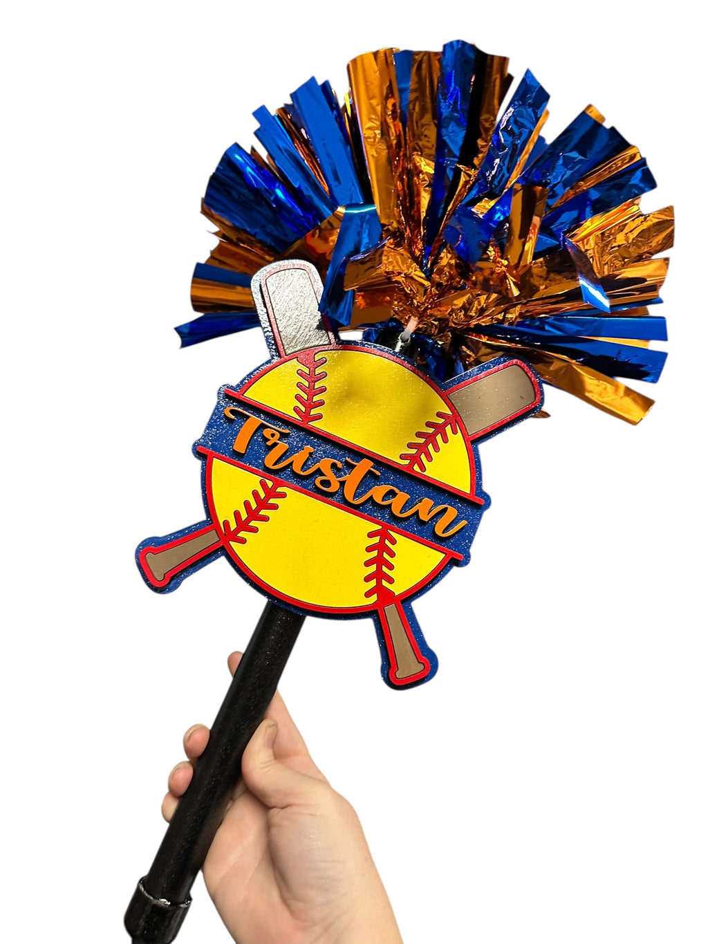 Softball Noise Maker PomPom Stick - Pompom Sign – Personalized Spirit Gear