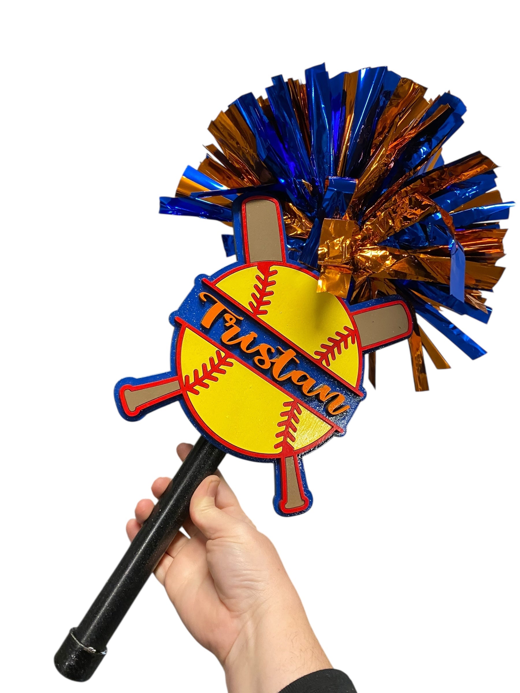 Softball Noise Maker PomPom Stick - Pompom Sign – Personalized Spirit Gear