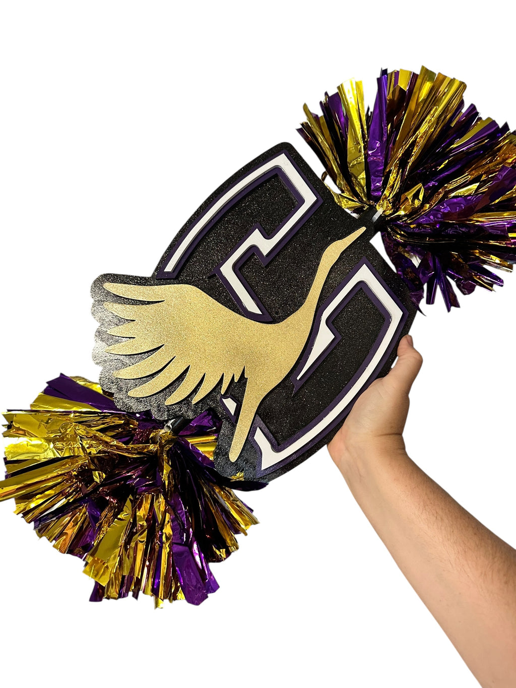 Custom Logo Mascot Cheerstick | Personalized Team Spirit Pom Pom Stick | School, Cheer, Football, Baseball &amp; More
