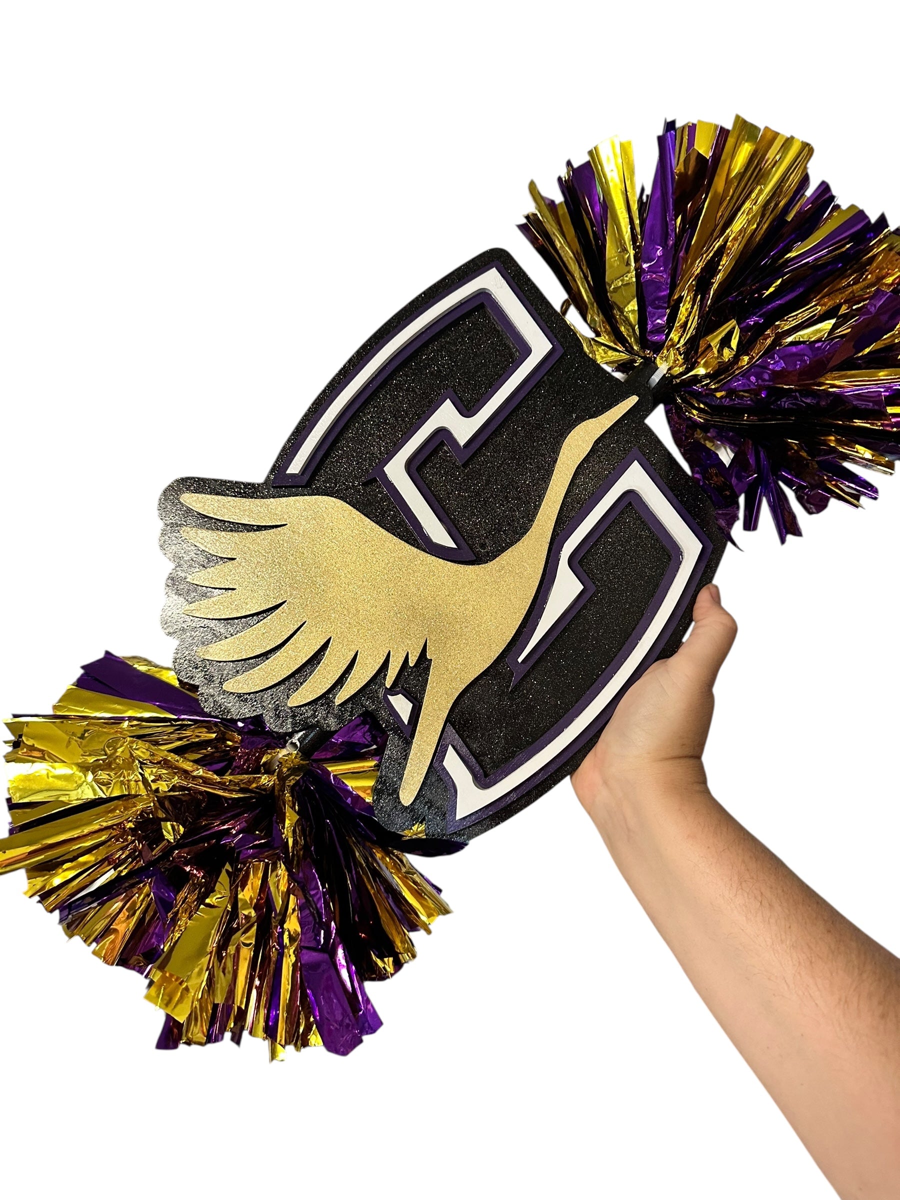 Custom Logo Mascot Cheerstick | Personalized Team Spirit Pom Pom Stick | School, Cheer, Football, Baseball &amp; More