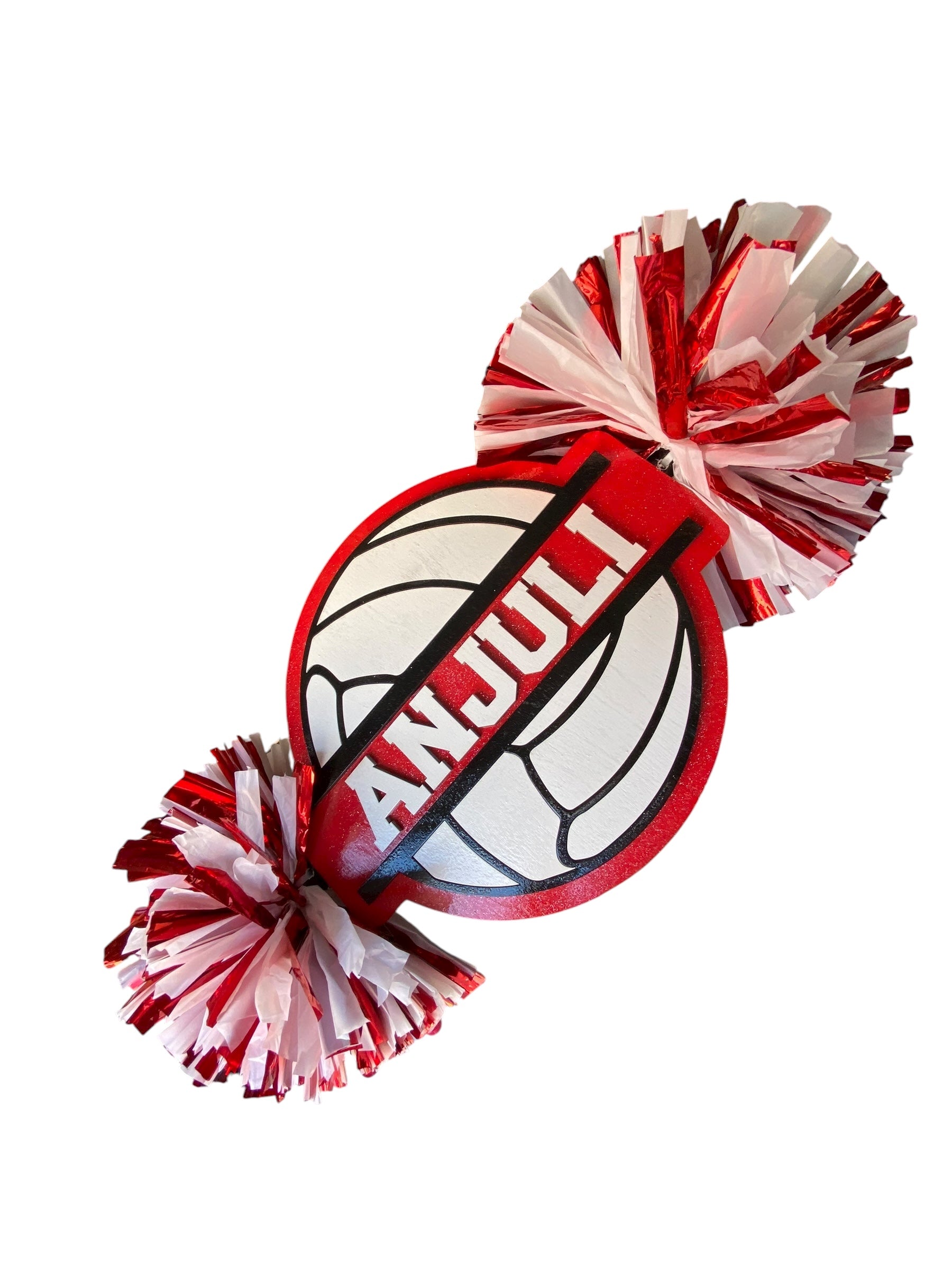 Custom Volleyball Cheerstick – Personalized Wooden Pom-Pom Spirit Sign