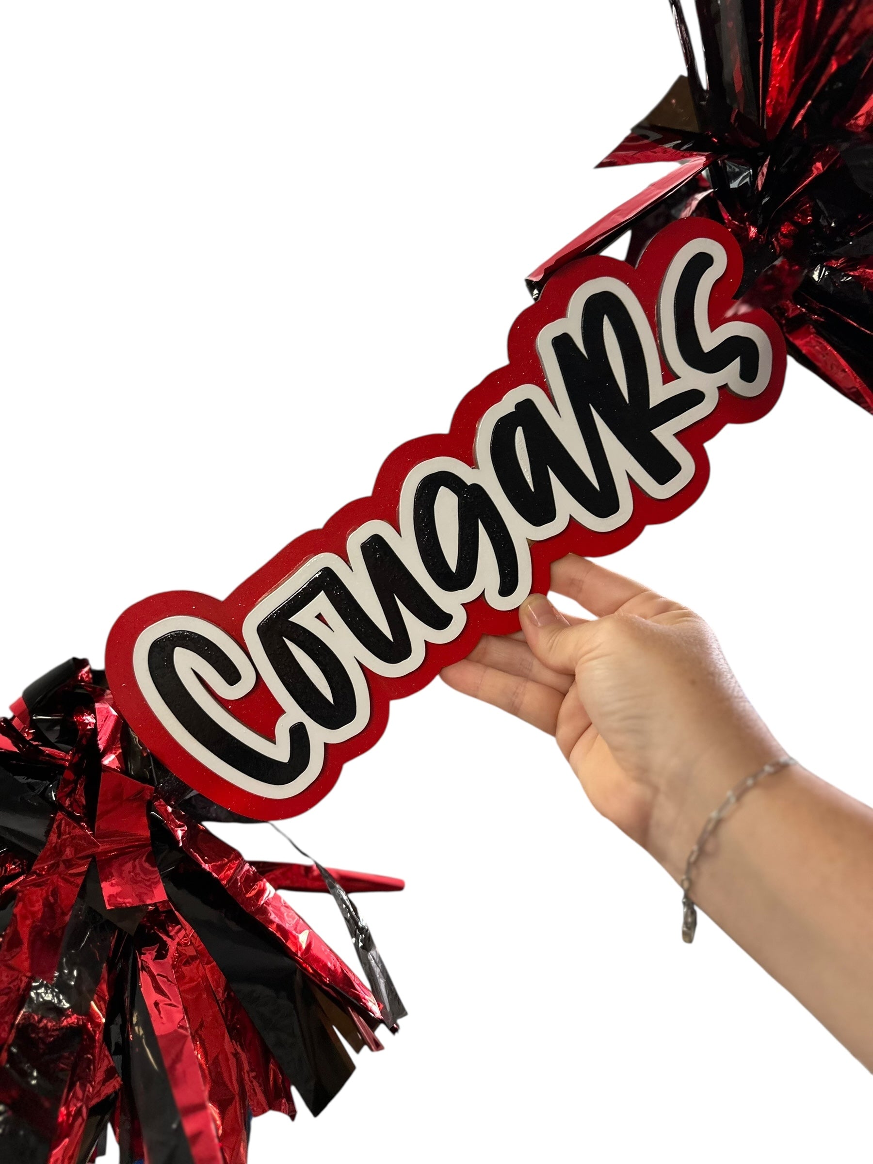 Tri Color Cheer Stick Pompom Sign – Personalized Spirit Gear