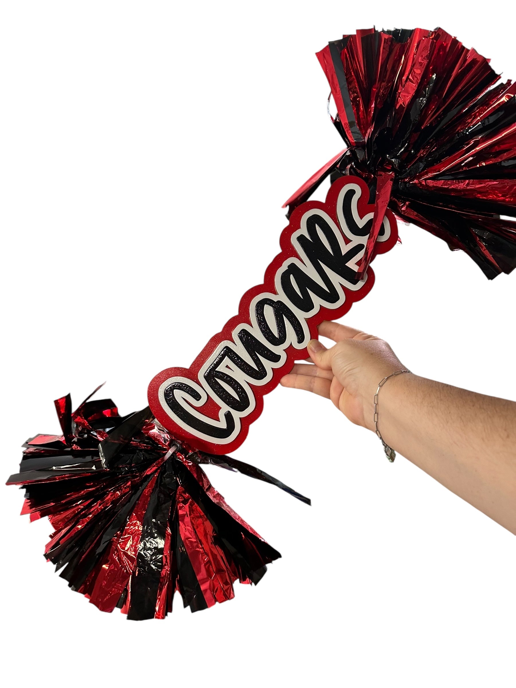 Tri Color Cheer Stick Pompom Sign – Personalized Spirit Gear