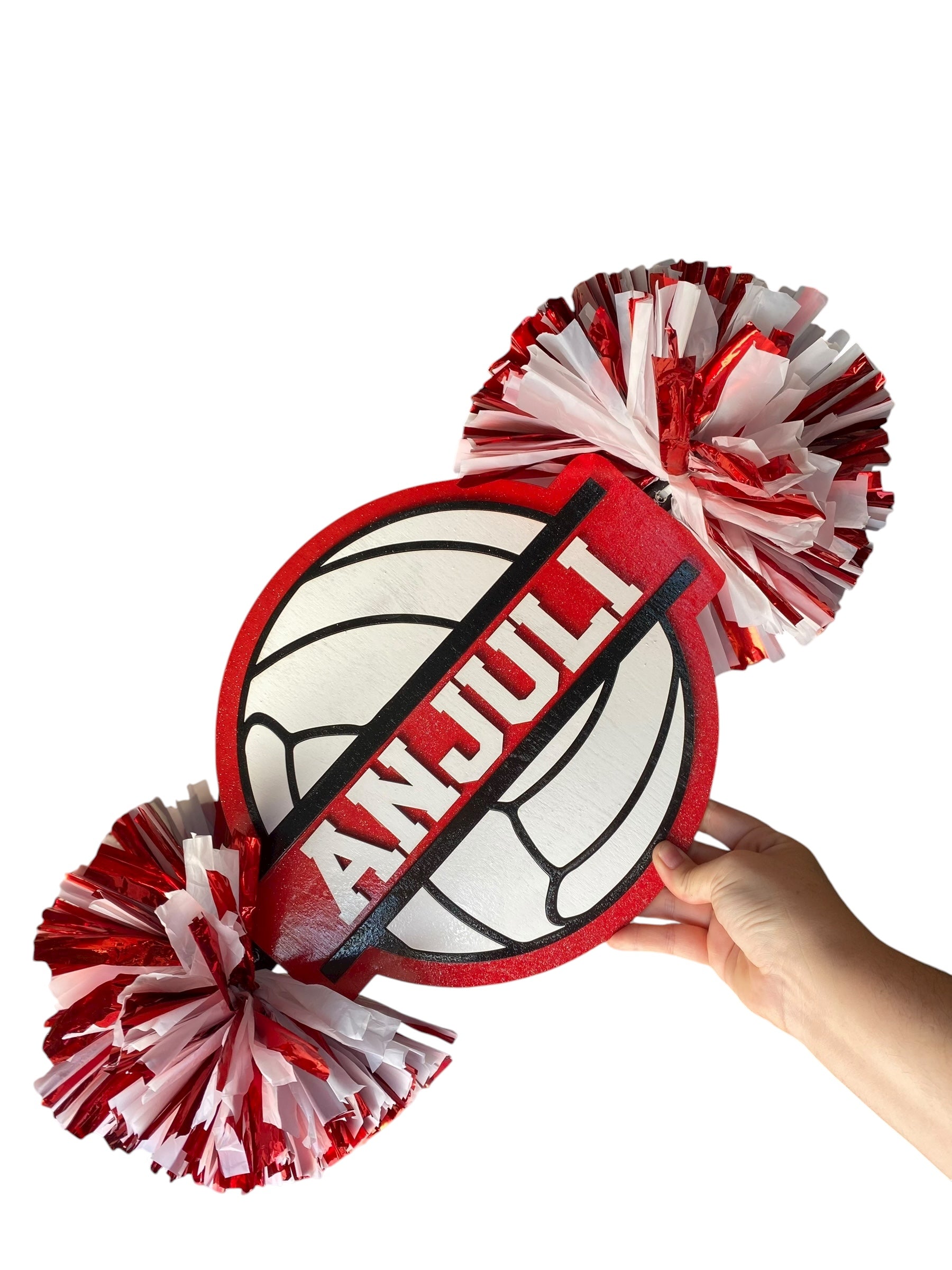 Custom Volleyball Cheerstick – Personalized Wooden Pom-Pom Spirit Sign