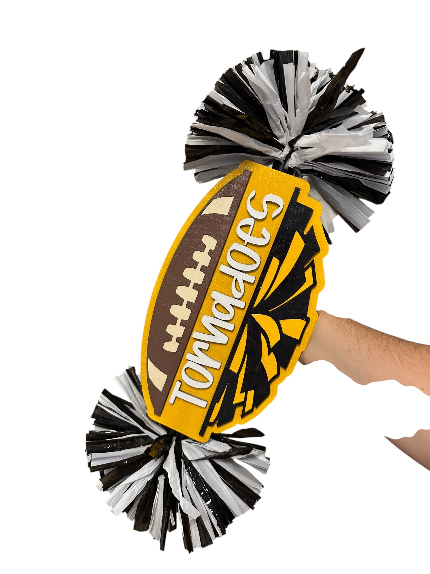 Cheer Football Combo Pom Pom Sign Custom Cheer Stick - Game Day Signs - Custom Cheer Stick - Personalized Name Cheer Sign - Sport Mom Sign