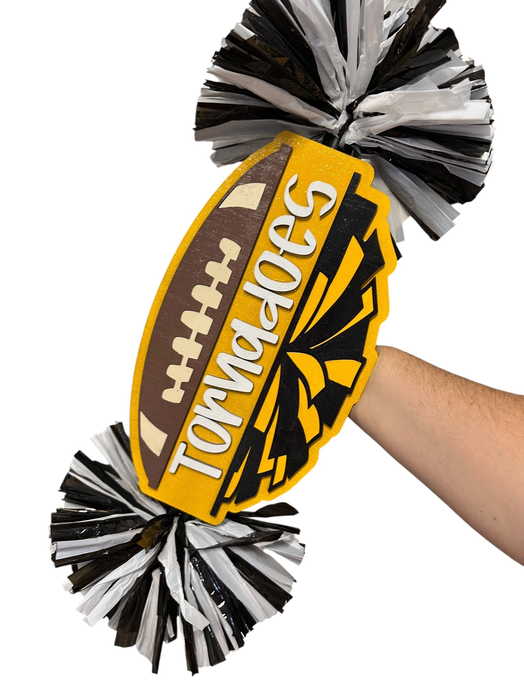 Cheer Football Combo Pom Pom Sign Custom Cheer Stick - Game Day Signs - Custom Cheer Stick - Personalized Name Cheer Sign - Sport Mom Sign