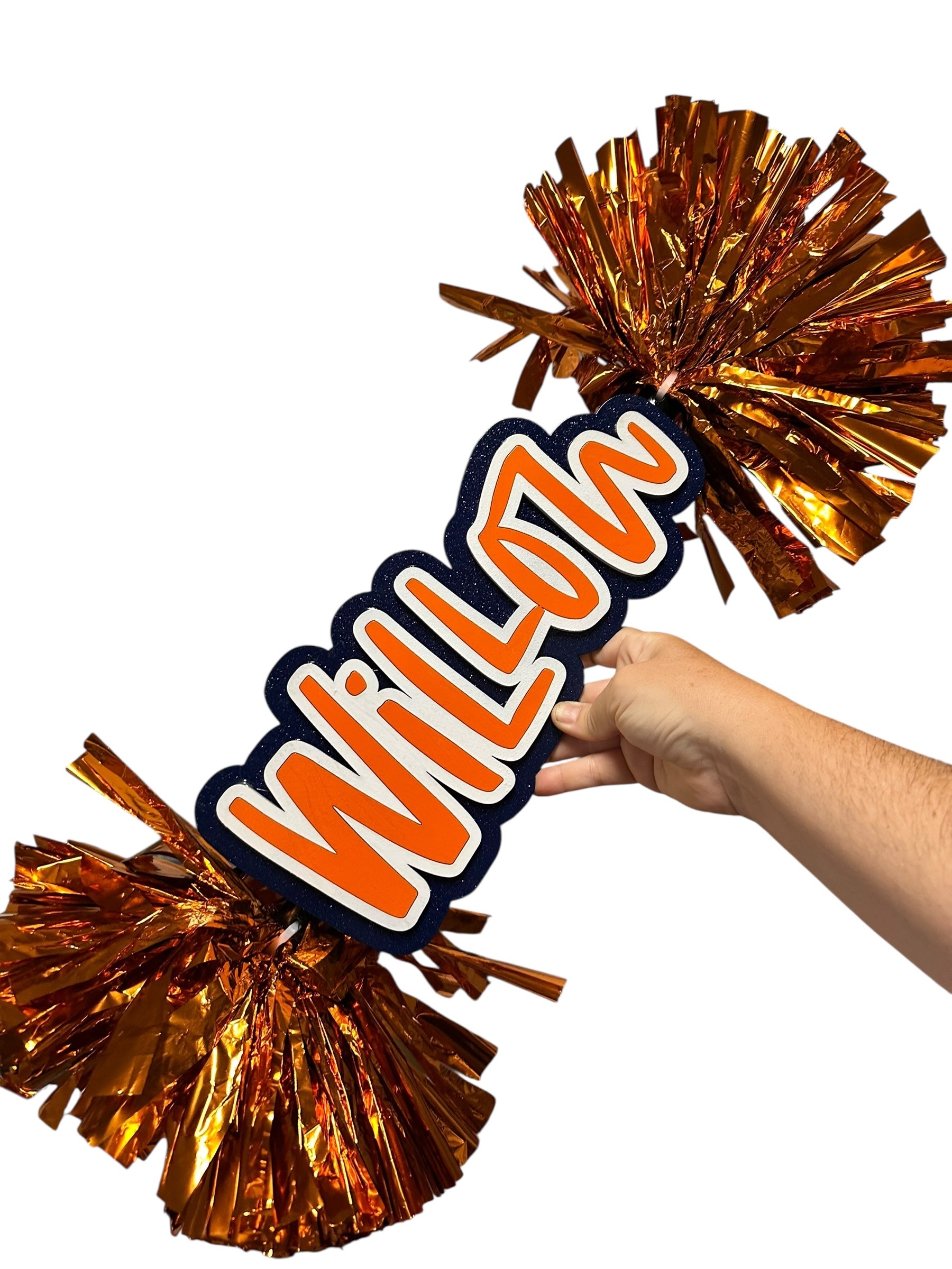 Tri Color Cheer Stick Pompom Sign – Personalized Spirit Gear