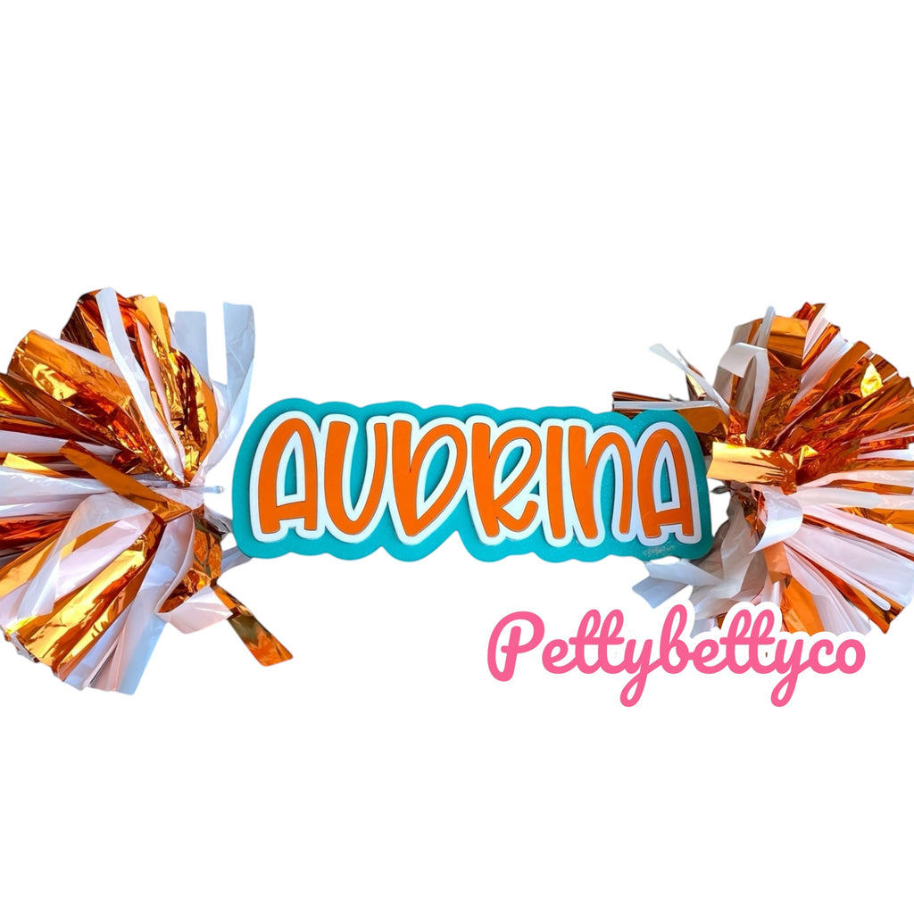 Personalized Birthday Font Cheer Stick Pom Pom – Custom Name Spirit Stick