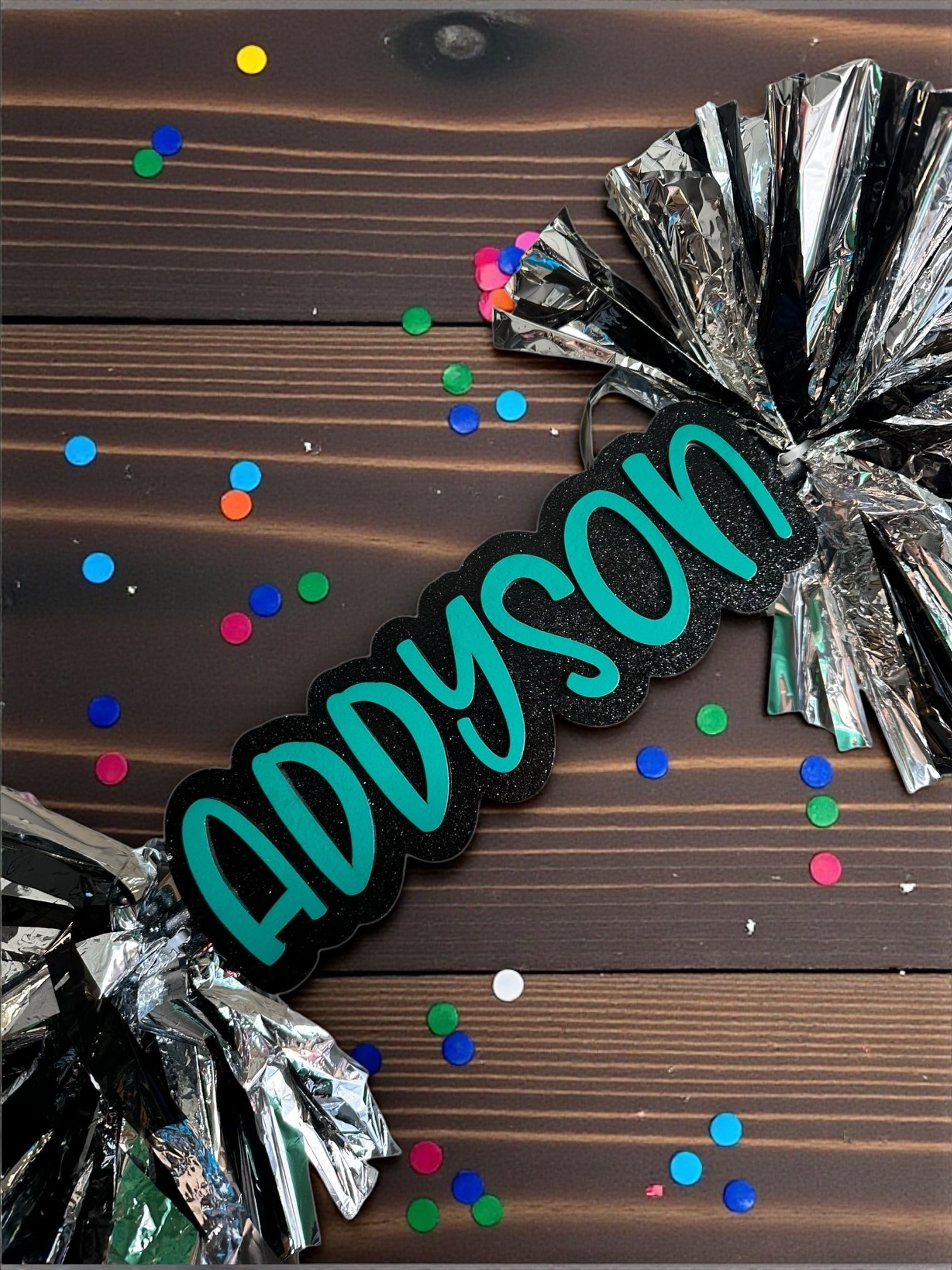 Personalized Birthday Font Cheer Stick Pom Pom – Custom Name Spirit Stick