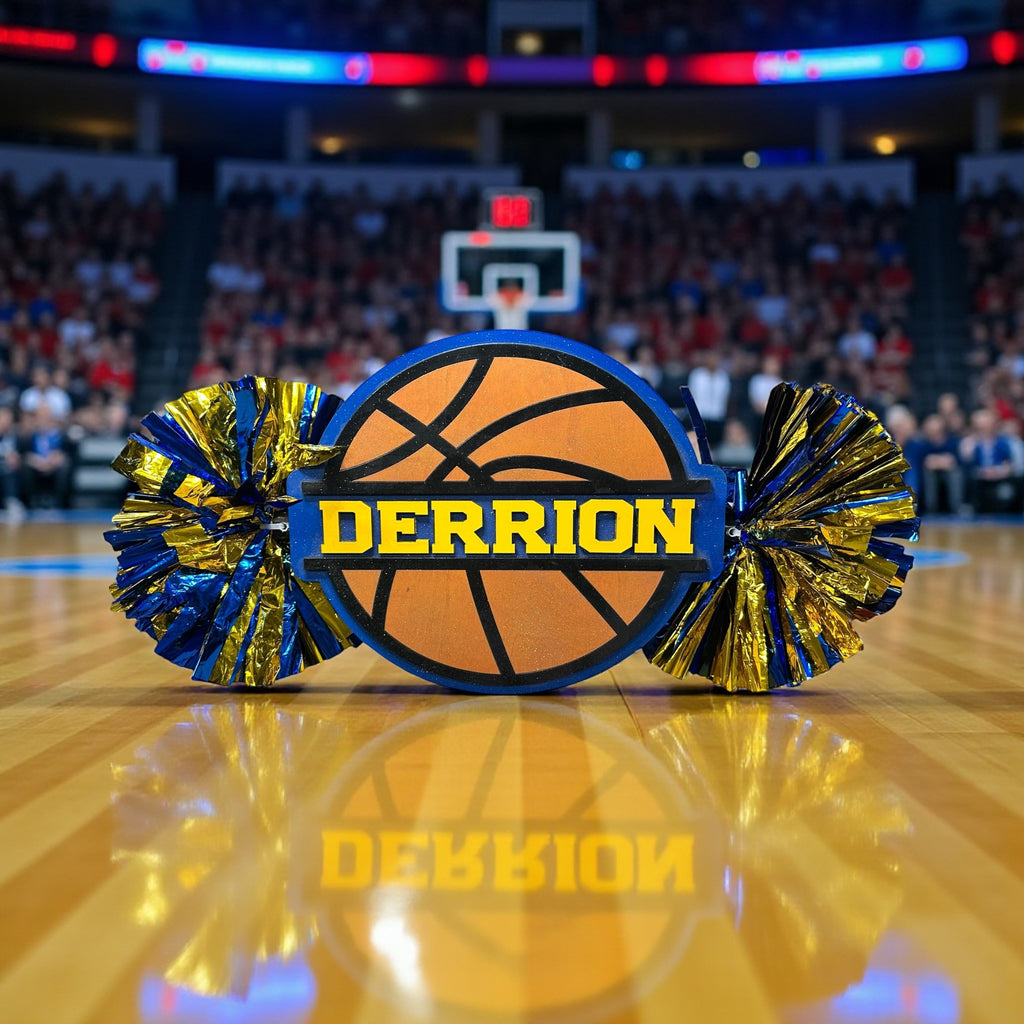 Custom Basketball Cheerstick Noise Maker | Personalized Sports Spirit Shaker | Team Spirit Pom Pom Cheerstick | Custom Name Basketball Cheer Prop